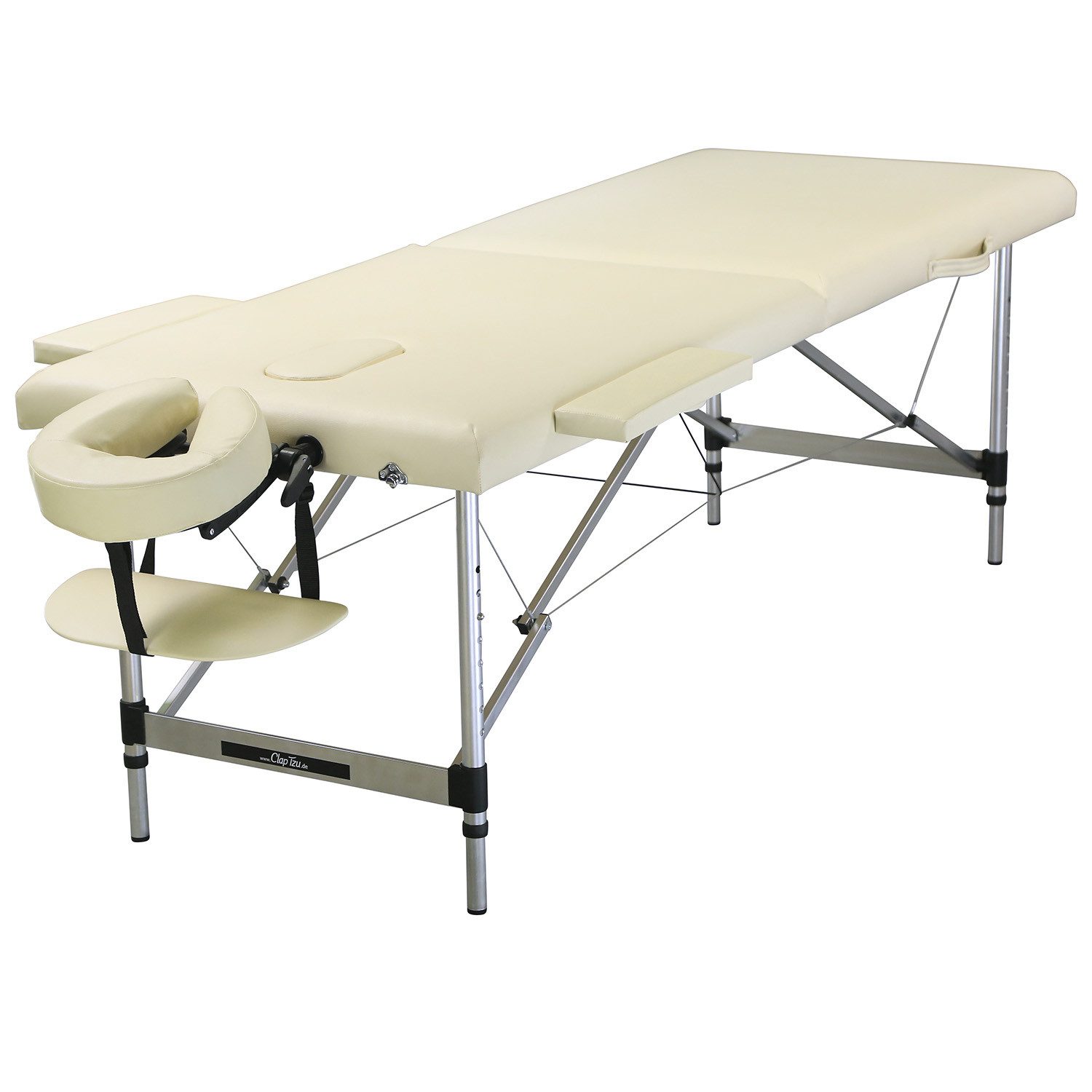 Clap Tzu DE Massageliege Voyage Basic Set, mobile Massageliege, Leichtes Aluminiumgestell, Kopfstütze, Armablage
