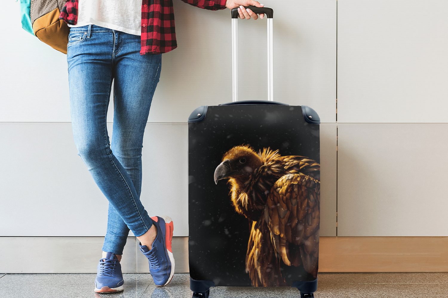 MuchoWow Reisekoffer mit für rollen, 4 Handgepäckkoffer Trolley, - Geier Reisetasche Vogel Handgepäck Raubvogel, Rollen, Ferien, -