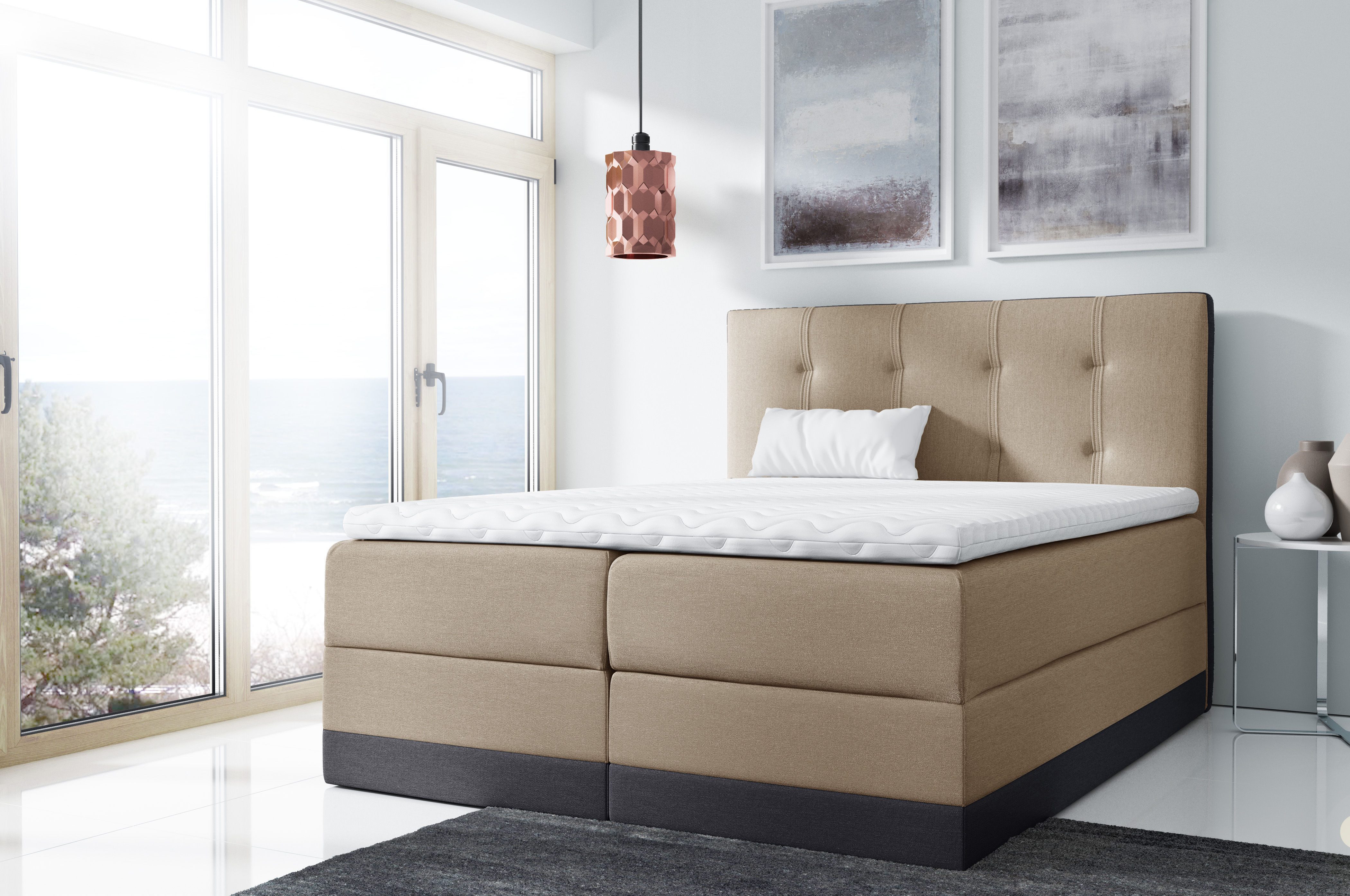 Schlaffabrik Boxspringbett ROYAL (Monolith 04 + Monolith 20), inkl. Matratze, Topper, Stauraum