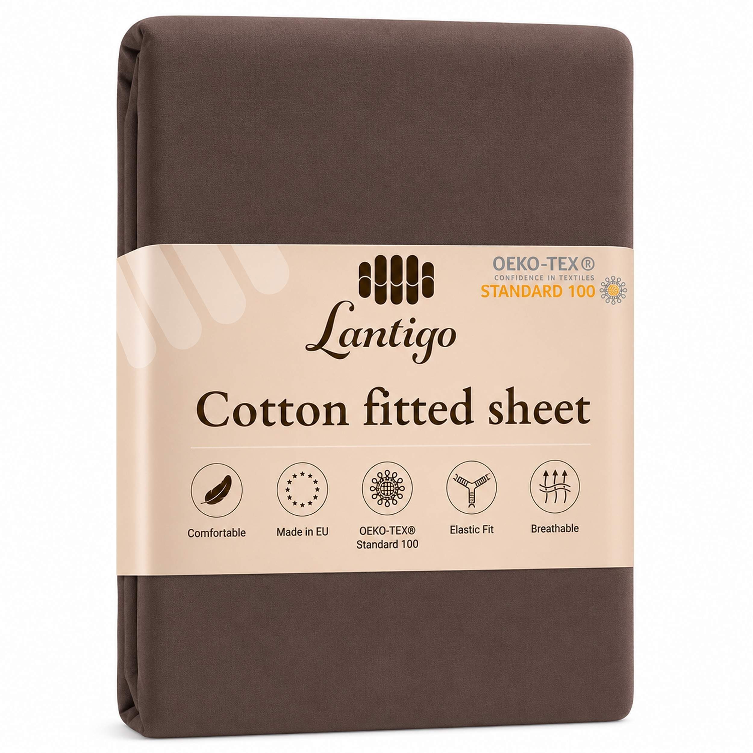 Lantigo Spannbettlaken 100% Baumwolle mit Satin, Baumwolle, Gummizug: rundum, (1 Stück), Glatt, atmungsaktiv, hautfreundlich