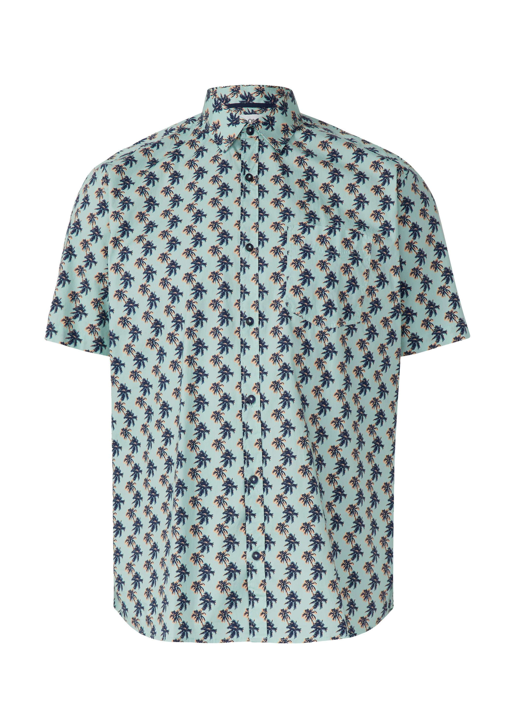 s.Oliver Kurzarmhemd Hemd Regular Fit: Gemustertes Kurzarmhemd aus Baumwollstretch