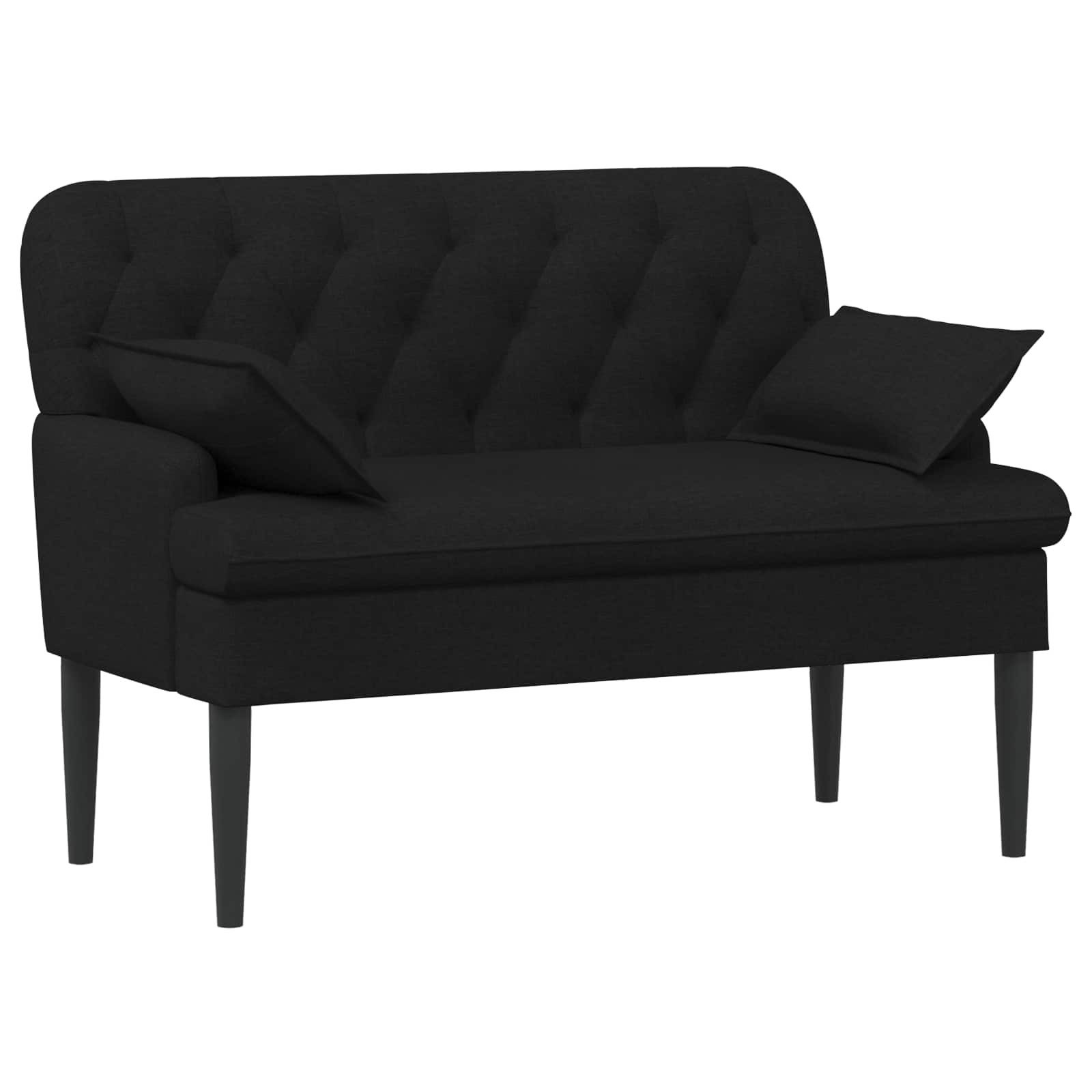 vidaXL Sitzbank Zweisitzer mit Knopfheftung Schwarz 111 x 68 x 80 cm Stoff (1-St), Zweisitzer mit Knopfheftung Schwarz 111 x 68 x 80 cm Stoff