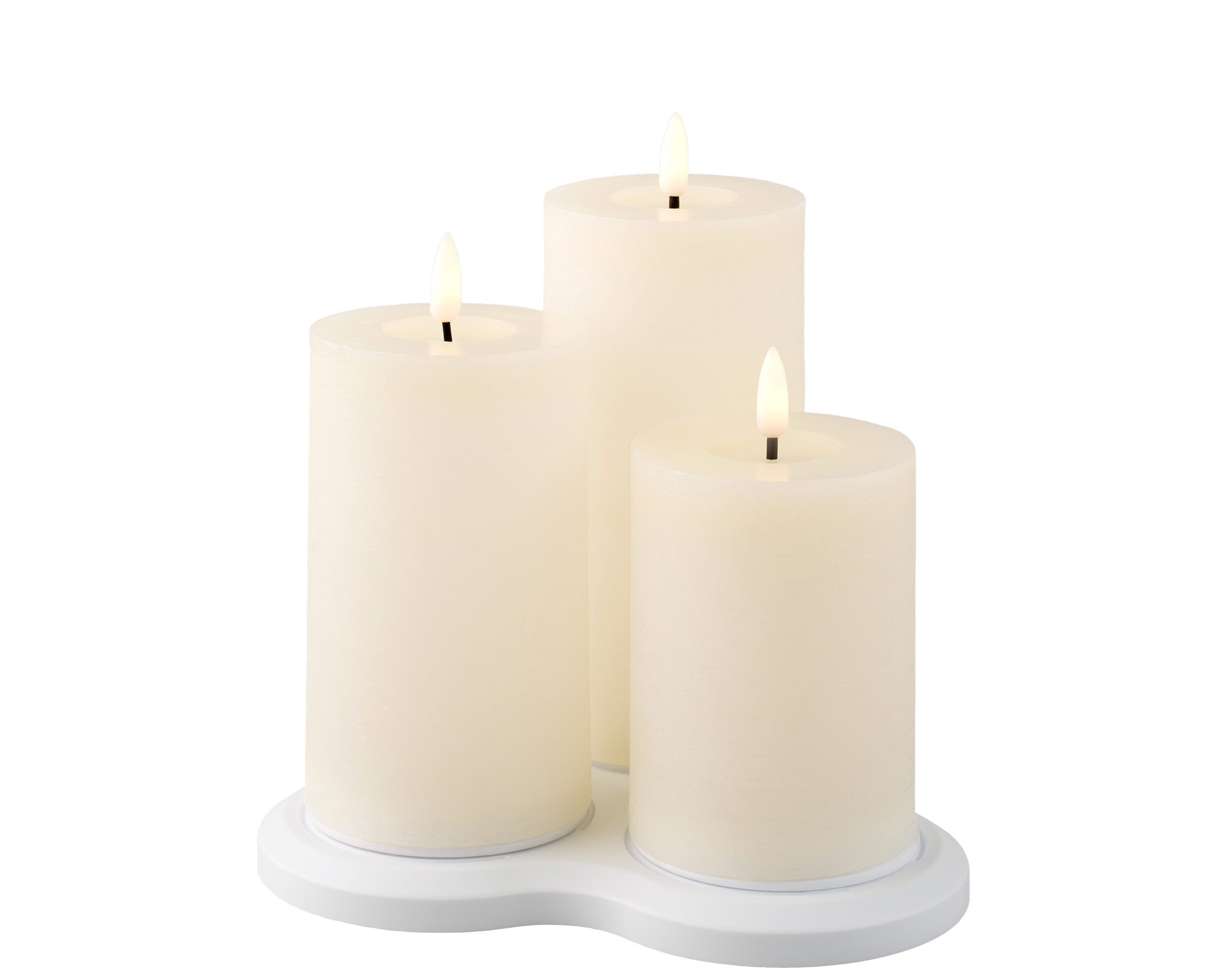 Lumineo LED-Kerze, LED Kerzen mit Timer 12,5-17,5cm Wachs 3er Set Creme / W günstig online kaufen