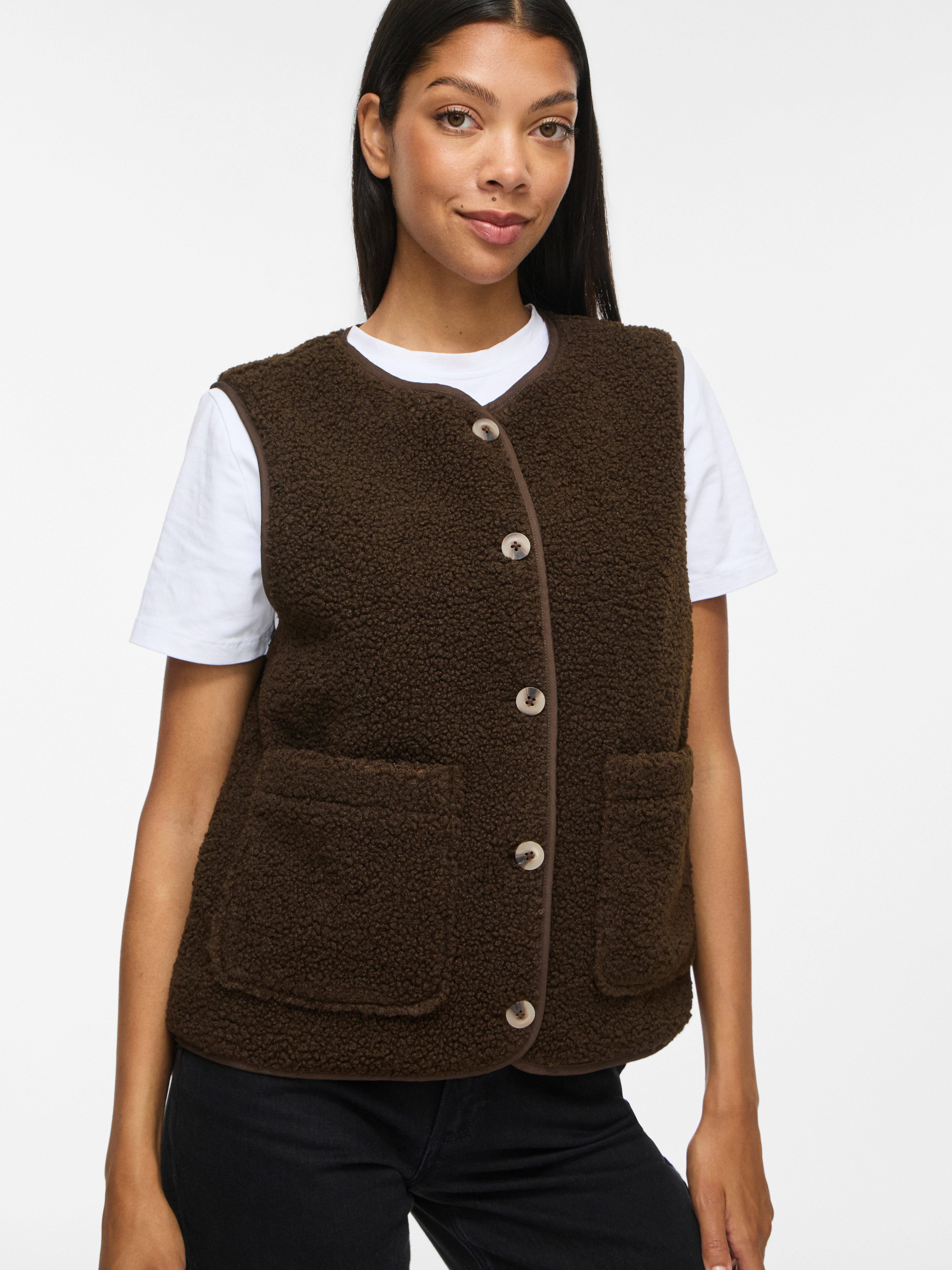 Vila Plüschweste VIADA TEDDY WAISTCOAT - NOOS Plüsch, Kunstfaser, regular fit