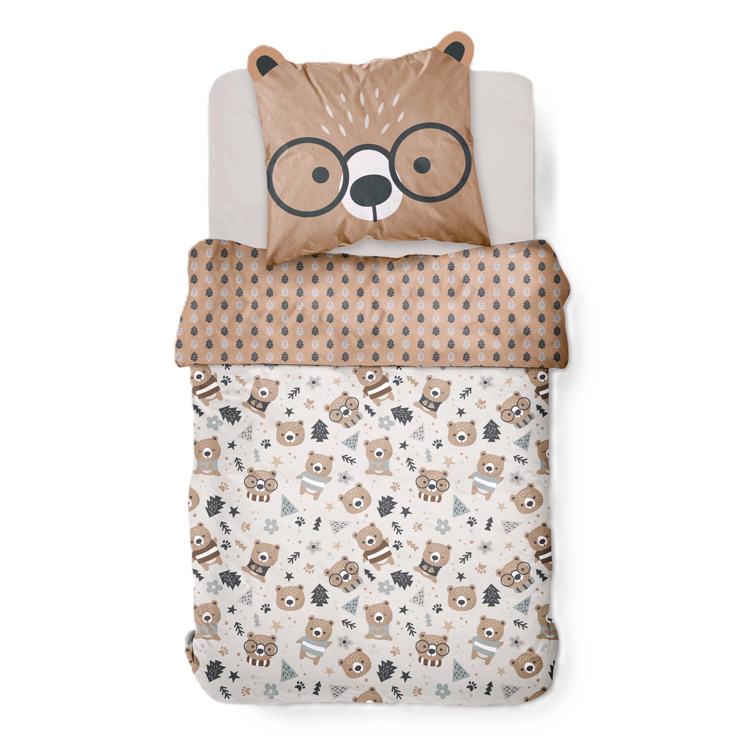 Familando Kinderbettwäsche Bär 135x200 80x80 cm aus 100% Baumwolle mit Bärc günstig online kaufen