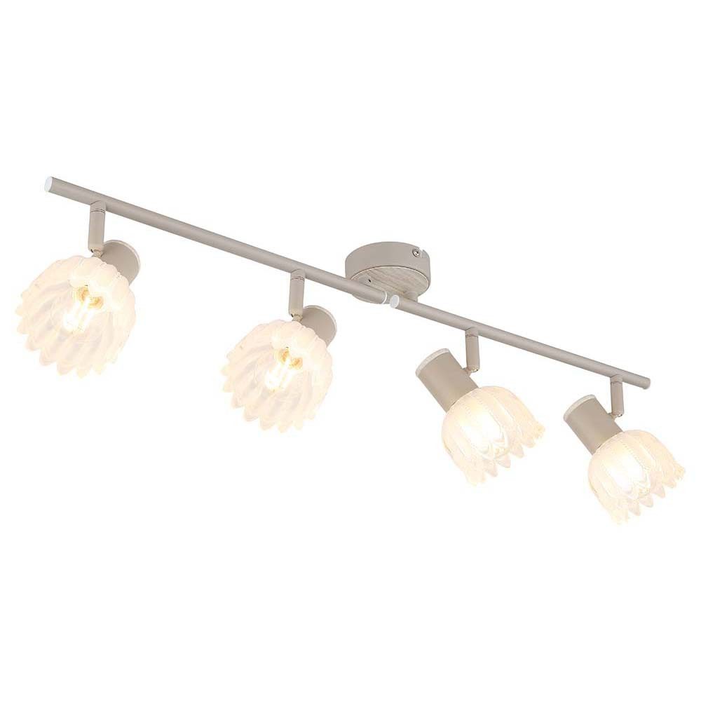 GLOBO LIGHTING Deckenspot, Leuchtmittel nicht inklusive, Strahlerleuchte Deckenstrahler sand Holzoptik Glas beweglich L 70 cm