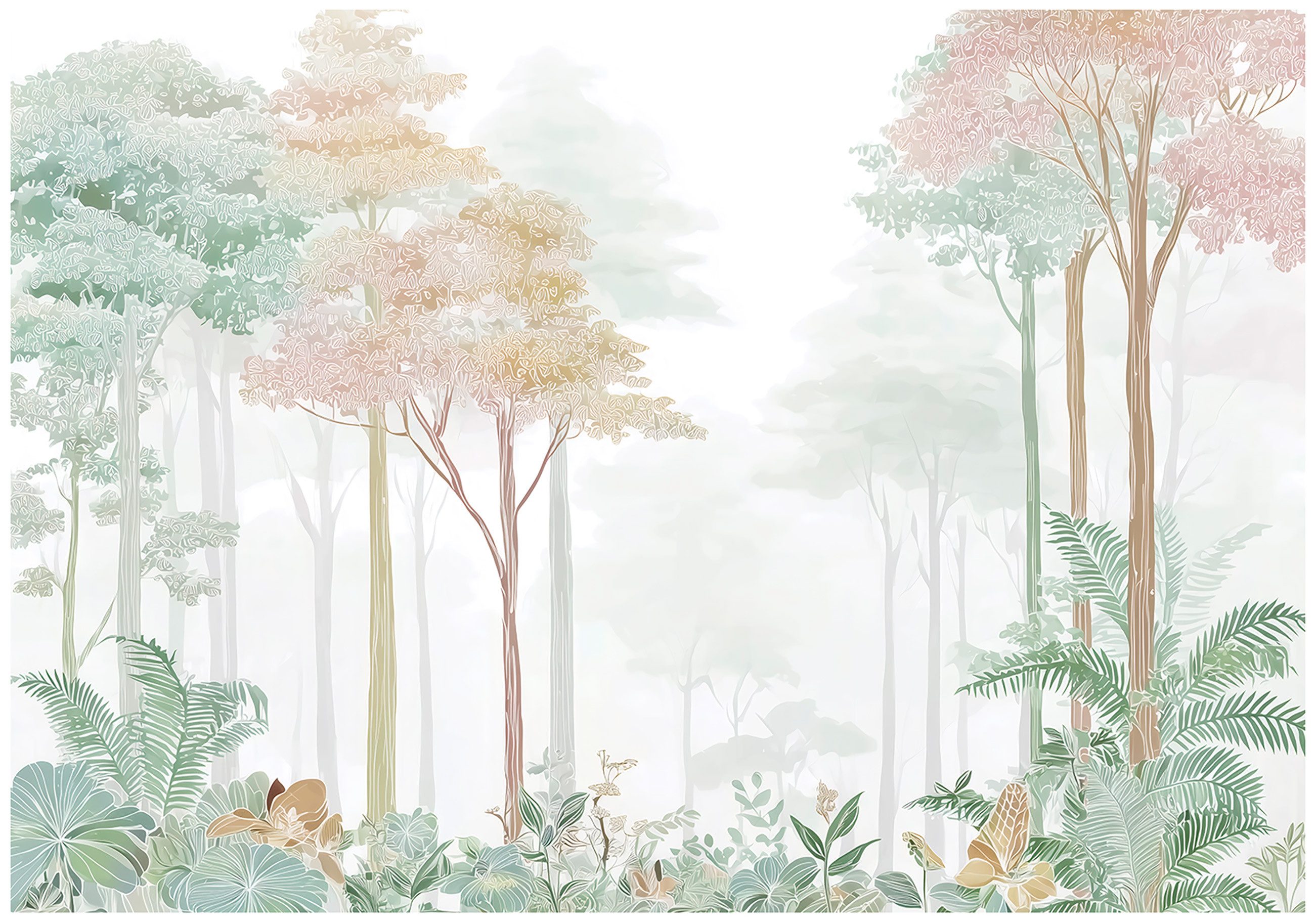 Wallarena Fototapete Wald Grün Orange Natur günstig online kaufen