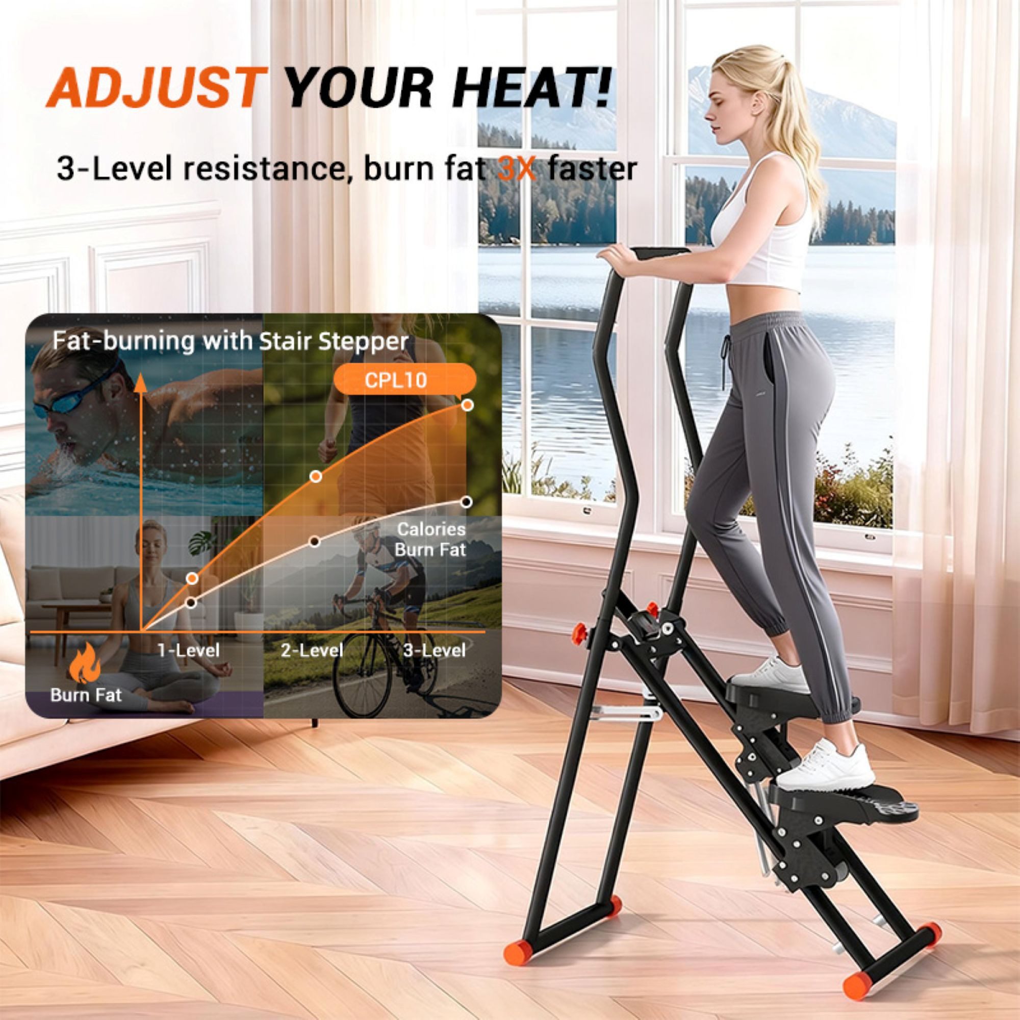 BAYMATE Stepper Stepper Gewichtskapazität Klettertrainingsgerät Heimfitnessgerät (mit LED-Anzeige Klappbarer Fitness-Trainer Stepper-Maschine für effektives Training 110kg)