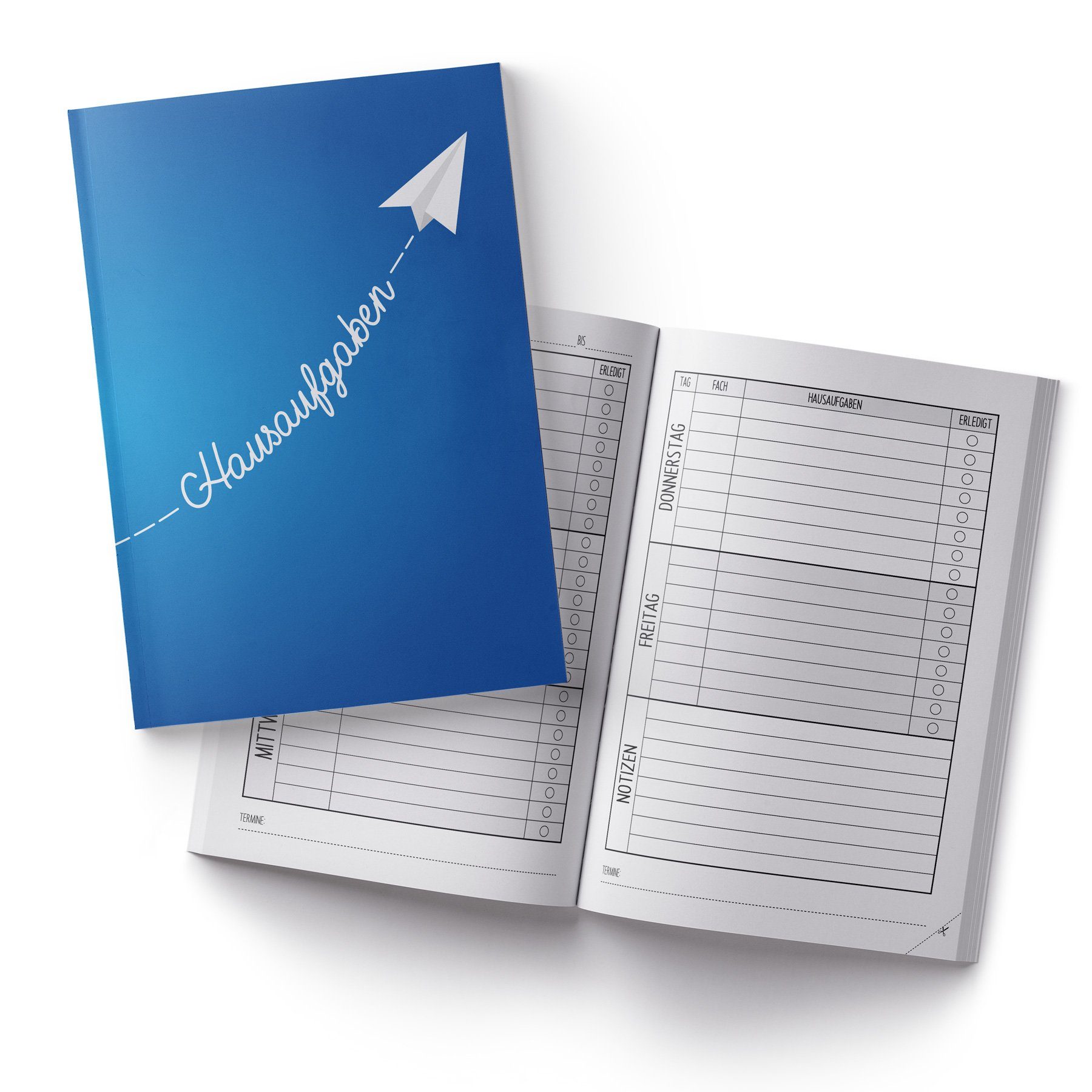 itenga Notizheft itenga Hausaufgabenheft Papierflieger Blau (Motiv 16) DIN A5, 96 Seite