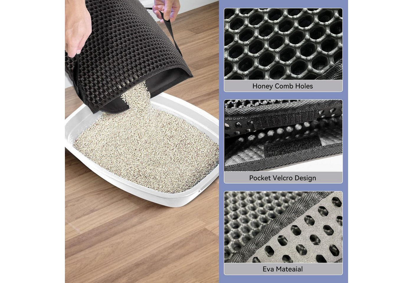 Thumbnail - LuxusKollektion Schutzkragen Katzenklo Matte 61x38 CM, Honeycomb Double