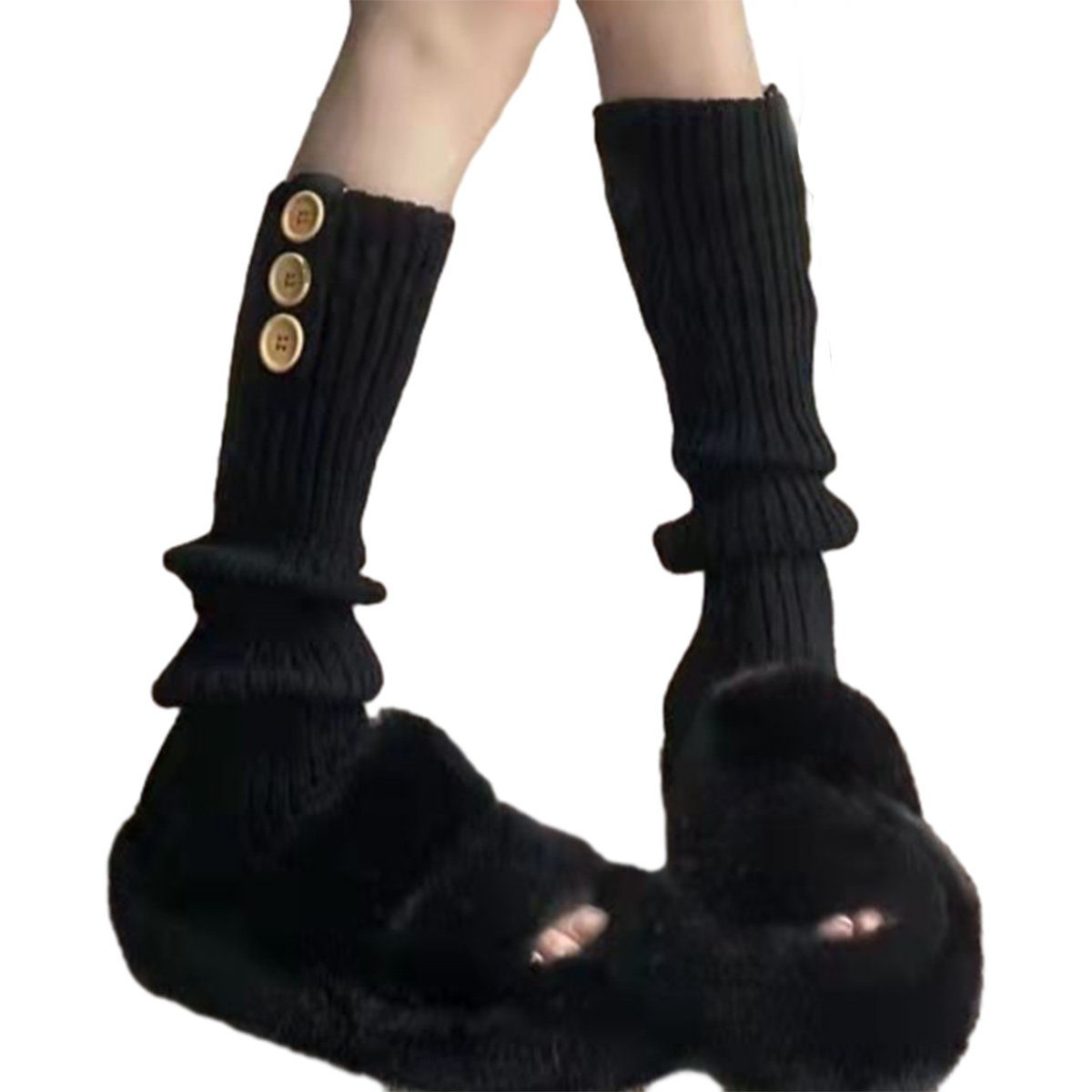Damen,Winter-Strick-Häkel-Fußwärmer,für Beinstulpen Schwarz für Beinwärmer Jormftte Tanz,Damen
