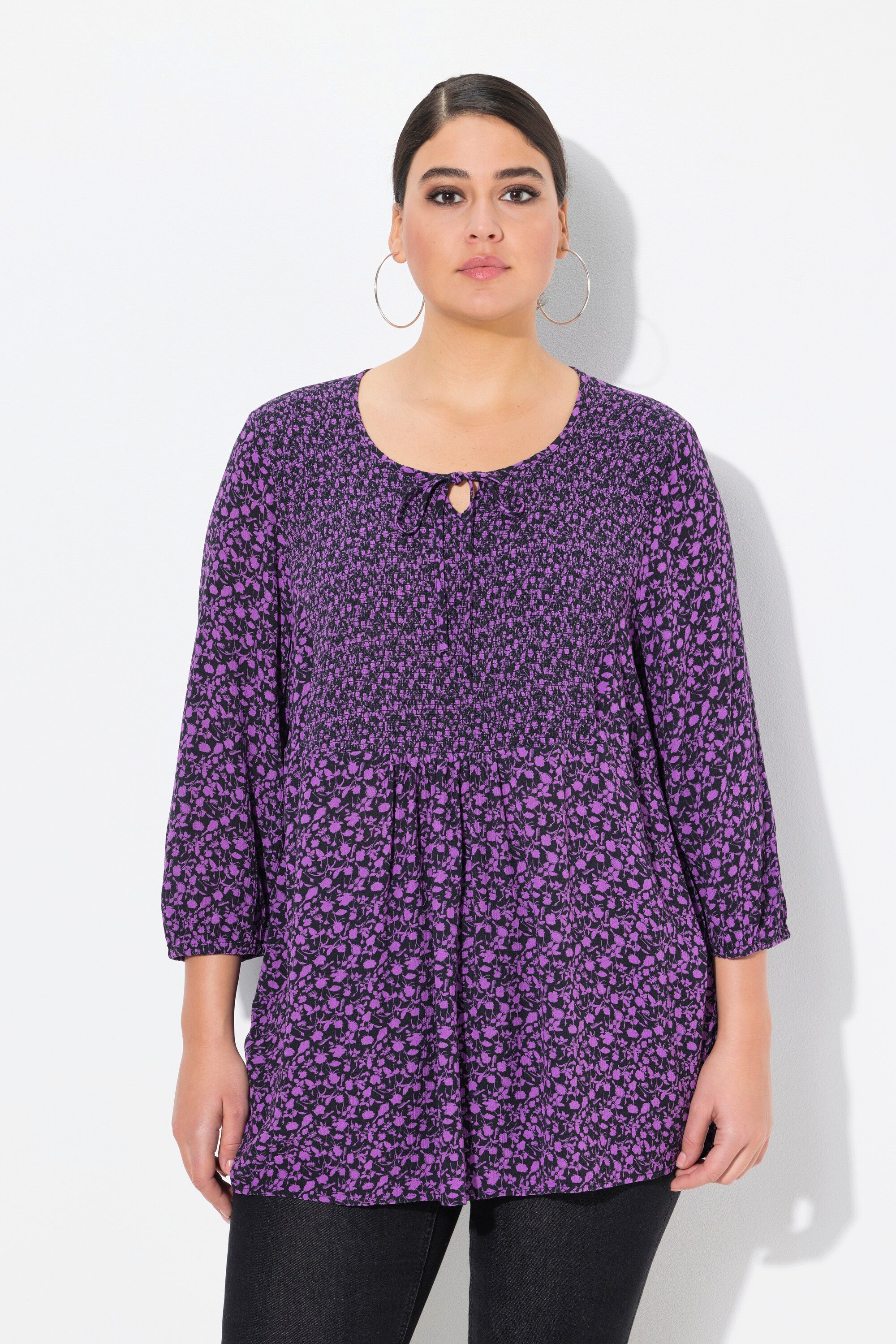 Ulla Popken Tunika Bluse A-Linie Smok-Einsatz günstig online kaufen