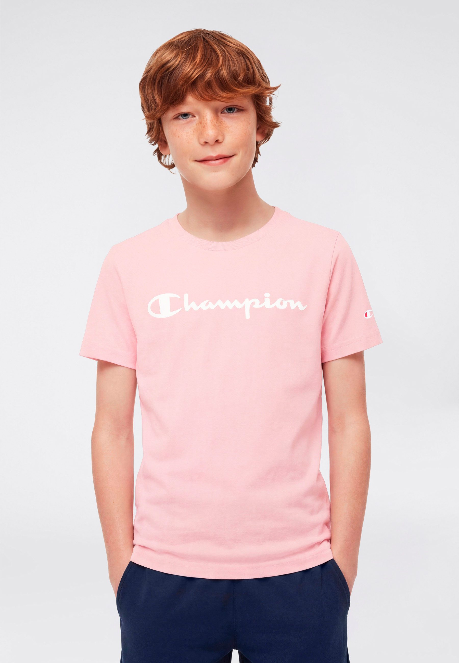 Champion T-Shirt SPORTWEAR T-SHIRT Standard Fit Kurzarm, für Kinder, aus Baumwolle, Standard Fit