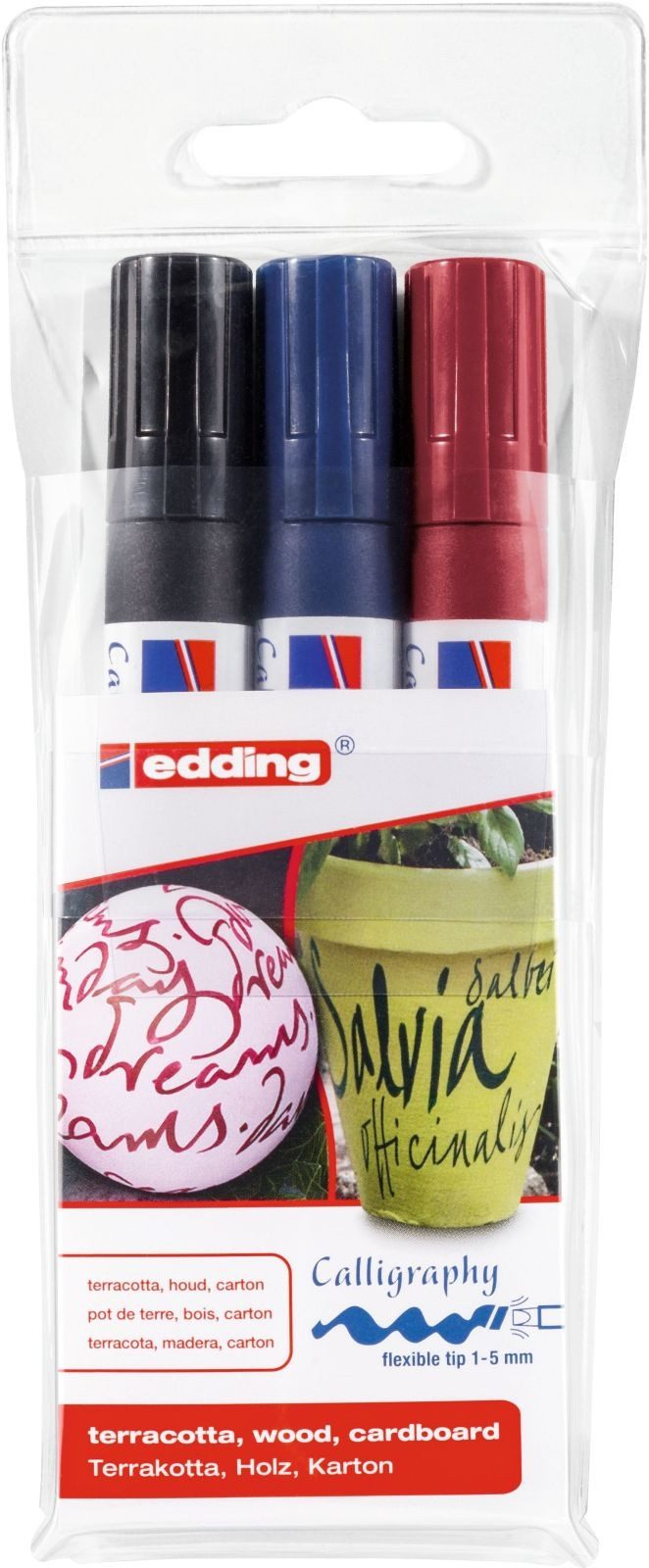 edding Filzstift Kalligrafiedding Marker creative edding 1455 1-5mm Schwarz, Stahlblau
