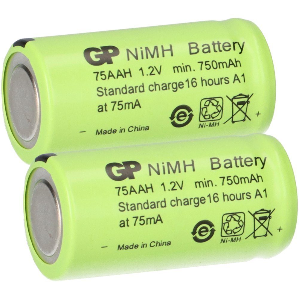 2 x GP GP75AAH Akku 2/3AA Mignon NiMH Akku 1,2V 750mAh Akku
