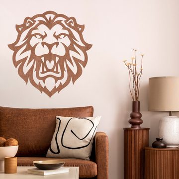 WANDStyle Wanddekoobjekt "Löwe" aus Holz, Mahagoni-Furnier
