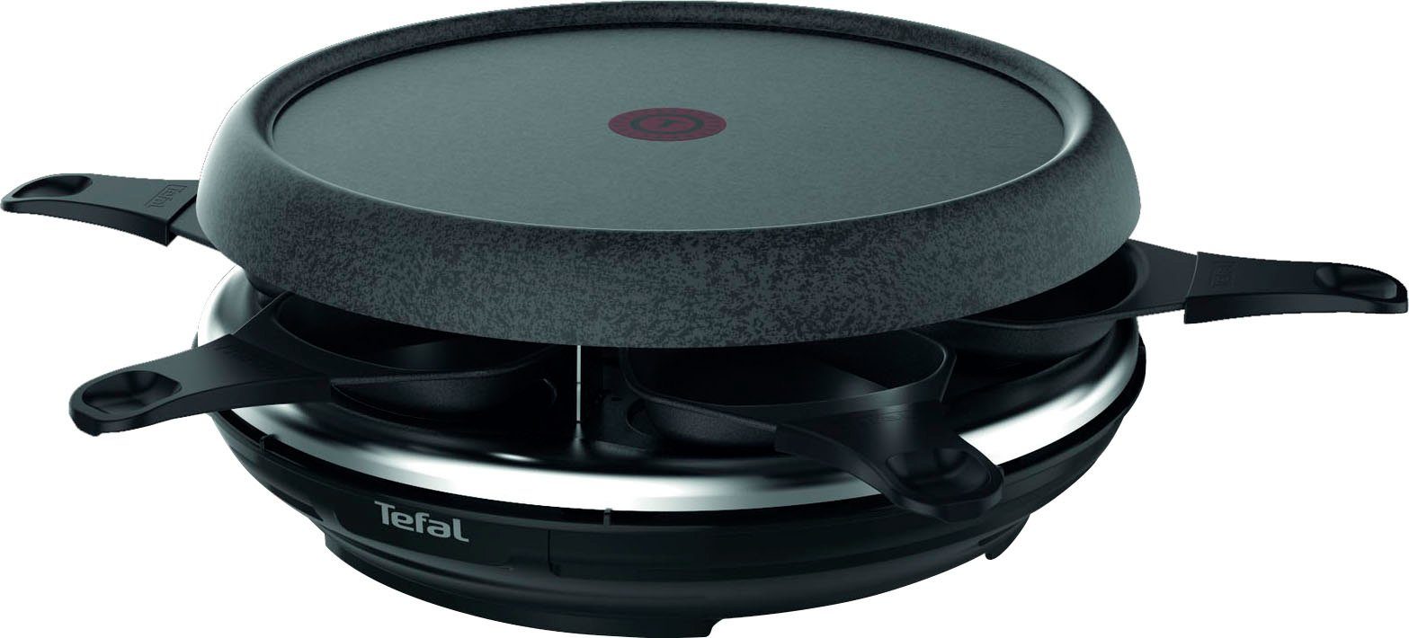 Tefal Raclette und Fondue-Set Cheese 'n Co, 6 Raclettepfännchen, 850 W, für 6 Personen, 6 Raclettepfännchen, 850 W, spülmaschinengeeignet, mit Rezeptbuch, Stein-Optik, RE12C8