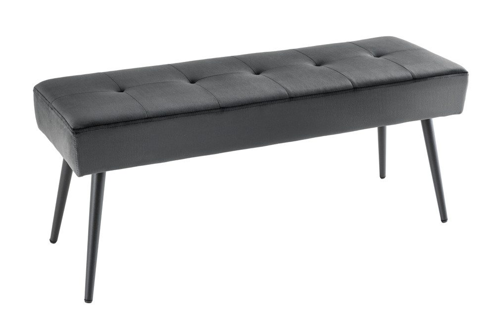riess-ambiente Sitzbank BOUTIQUE 100cm dunkelgrau /schwarz – Samt-Bezug, Metallbeine (Einzelartikel, 1-St), hochwertiger Bezug mit Ziernähten - ideal für Flur oder Wohnbereich