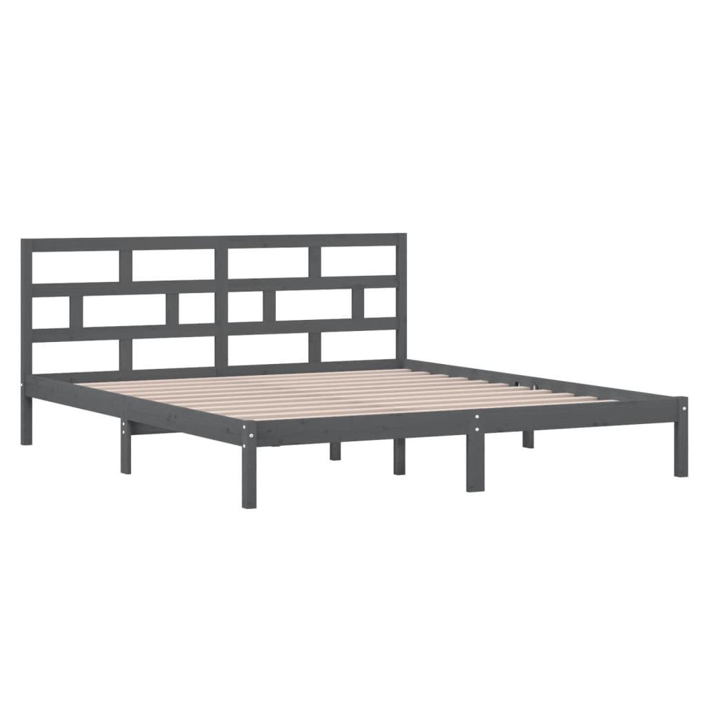 Vidaxl Massivholzbett Grau 135x190 Cm 4ft6 Double günstig online kaufen