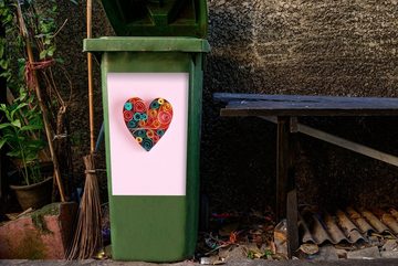 MuchoWow Wandsticker Herz - Papier - Pastell (1 St), Mülleimer-aufkleber, Mülltonne, Sticker, Container, Abfalbehälter