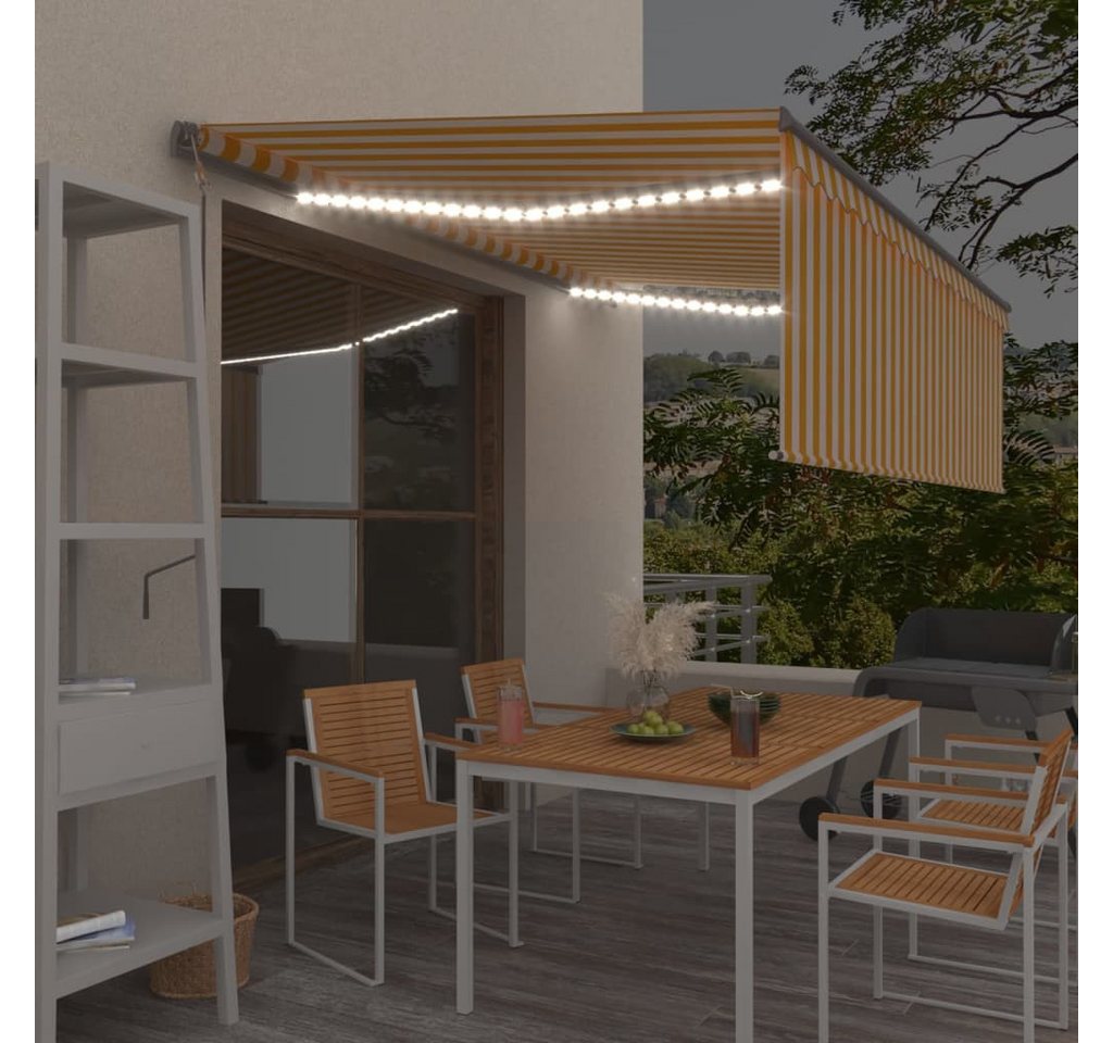 Thumbnail - vidaXL Markise Sonnenschutz Automatisch mit Rollo LED Windsensor 4x3m Gelb Weiß