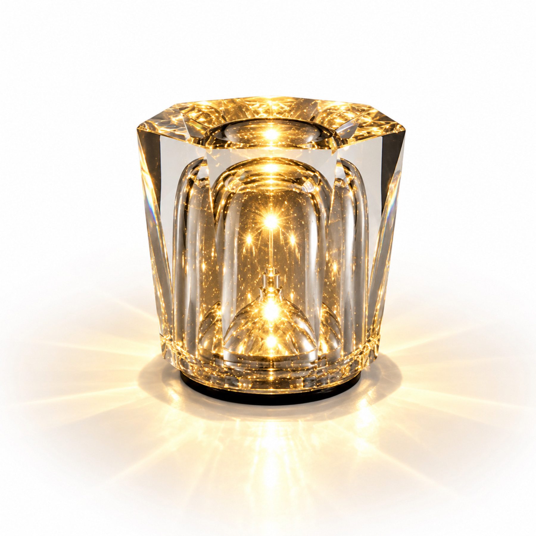Fyrove Nachttischlampe Kristall Tischlampe Nachtlicht, Echtes Kristall Stimmungslicht, mit 3 Helligkeitsstufen, Akku LED Ambiente Lampe, Warmweißes Dekolicht für Schlafzimmer Wohnzimmer, Valentinstagsgeschenk Weihnachtsgeschenk Geburtstagsgeschenk