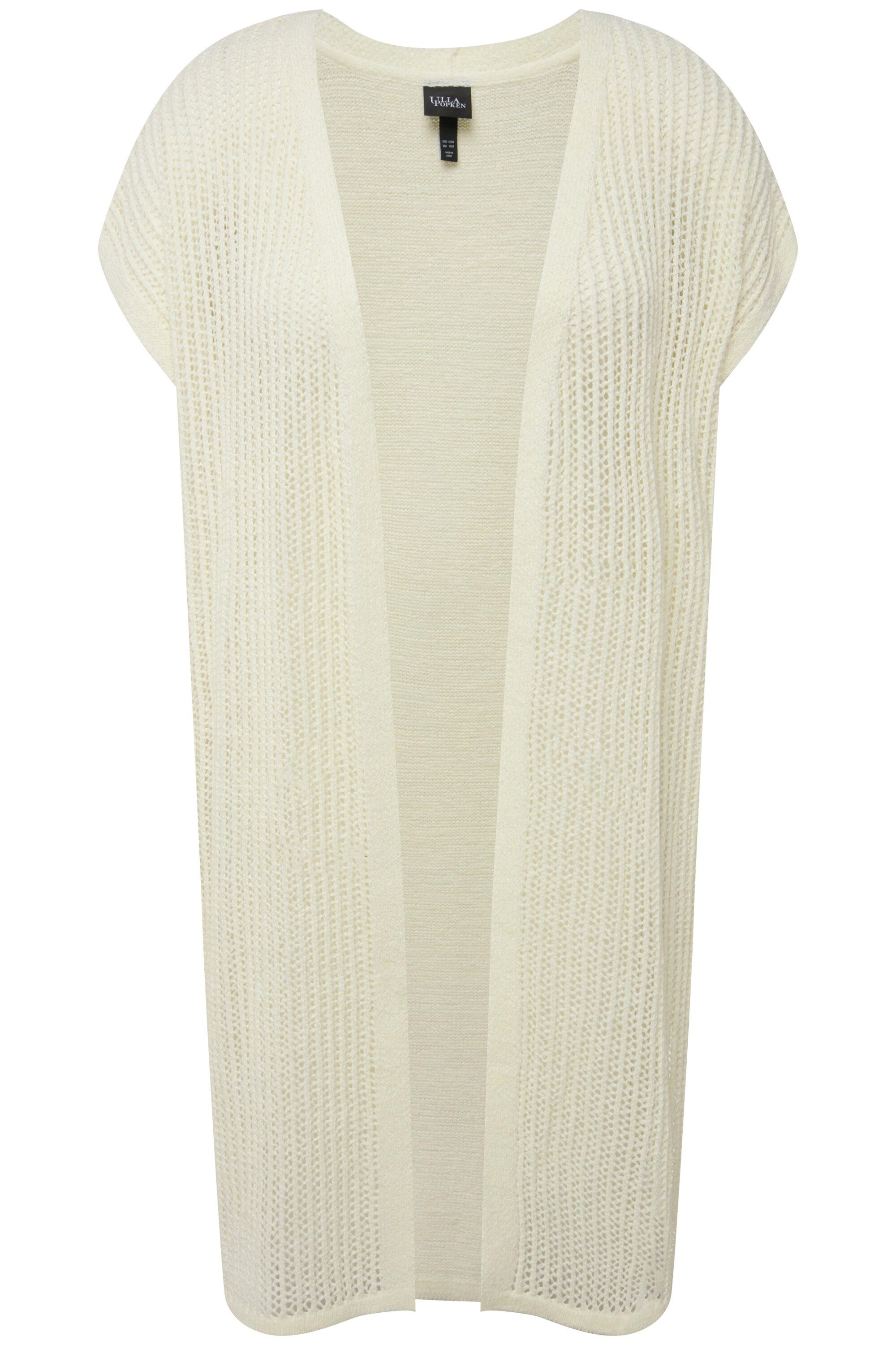 Ulla Popken Strickjacke Strickweste Lochstrick offene Form ärmellos günstig online kaufen