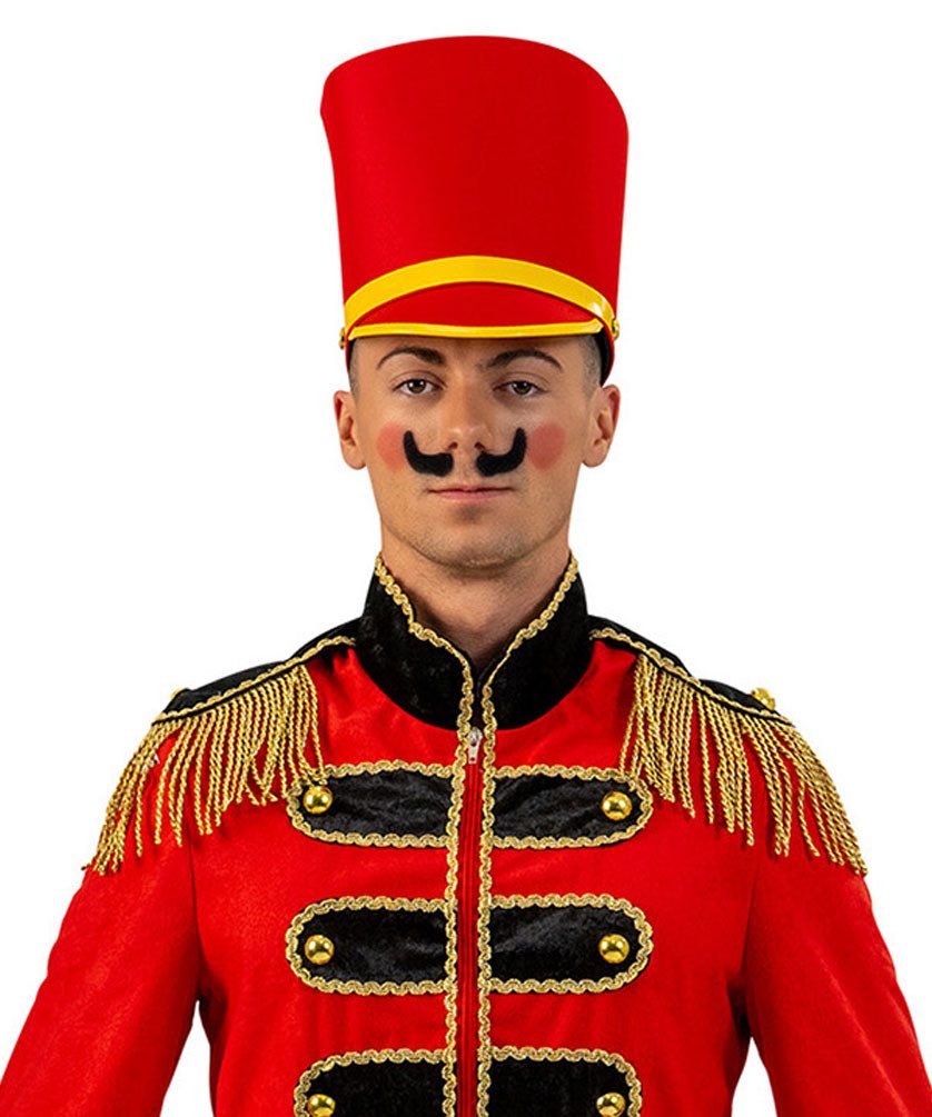 Karneval-Klamotten Kostüm Hut Nussknacker Märchen rot mit Borde gelb, Damenhut Herrenhut tolles Party Accessoire Karneval Fasching