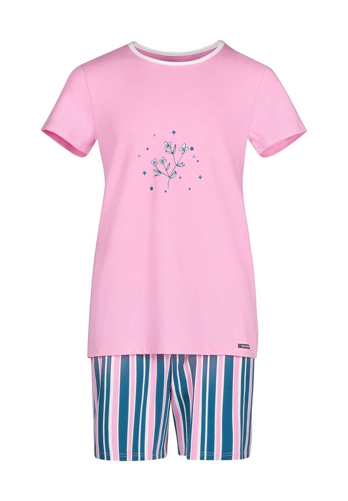 Skiny Pyjama Mädchen - Schlafanzug Set Pink/Blau Kinder, kurz, 2-tlg