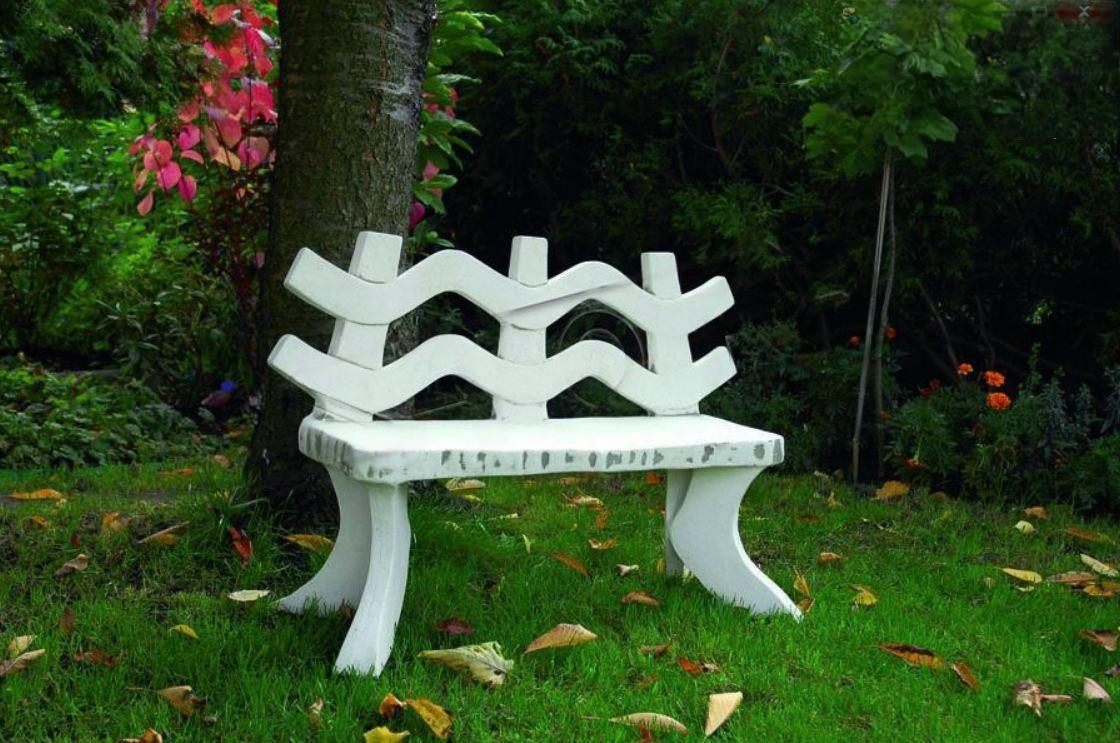 JVmoebel Gartenbank Künstlerische Gartenbank aus weißem Beton mit massiver Oberfläche (1-St), Made in Europa