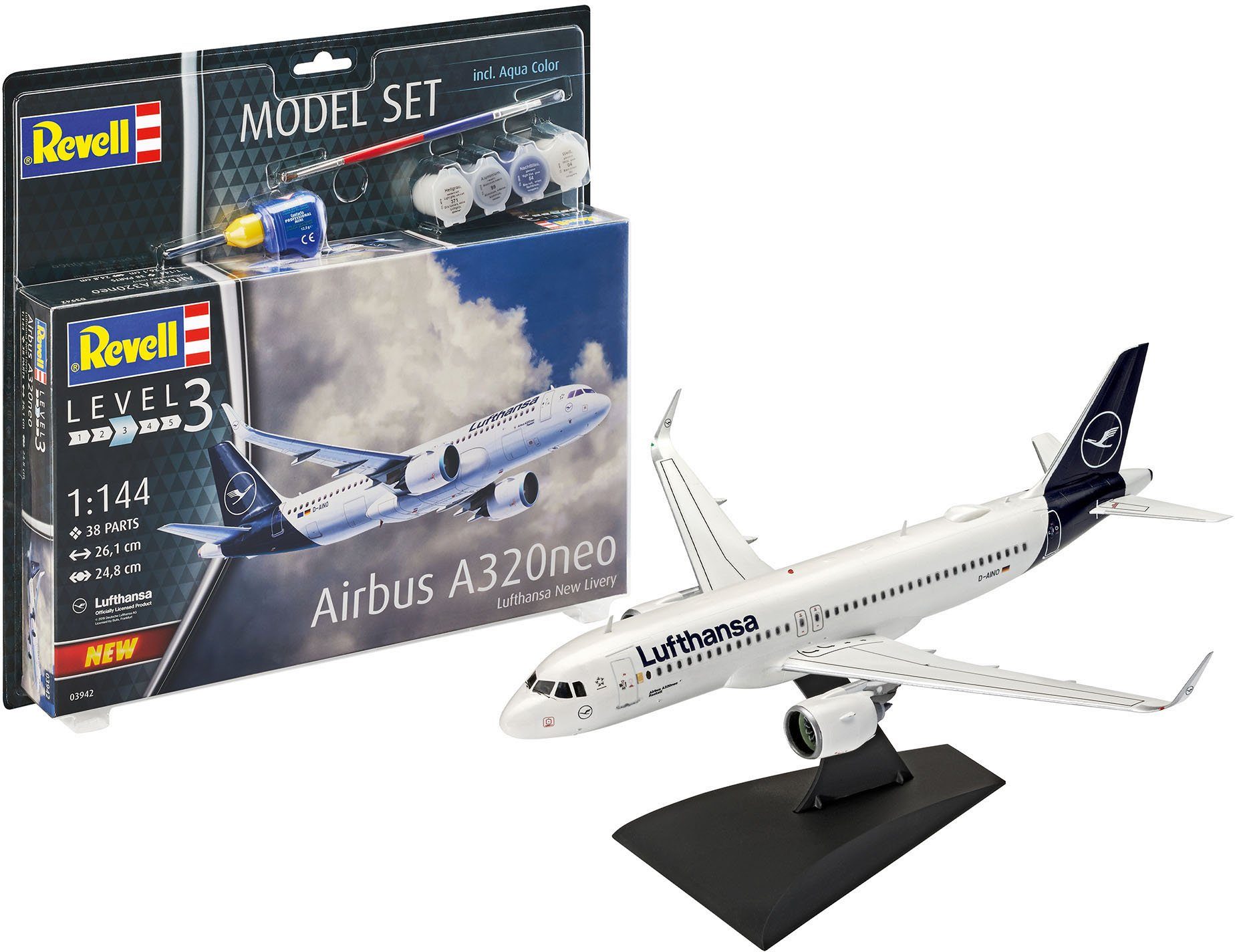 Revell® Modellbausatz Airbus A320neo Lufthansa, Maßstab 1:144, Made in Europe