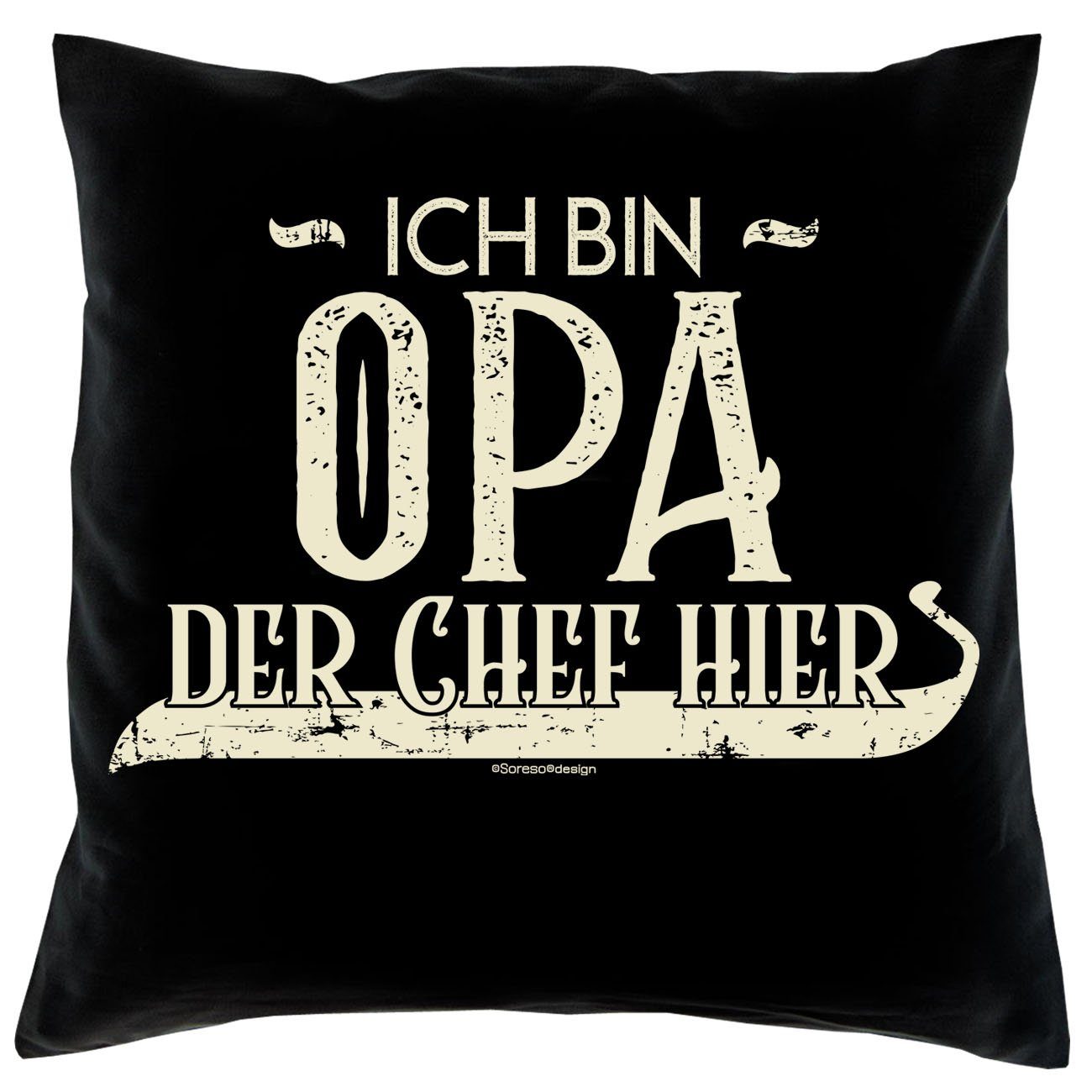 Geschenke Opa den hier der Geschenkidee für Ich Großväter Soreso® schwarz Kissen Urkunde für Weltbesten & Dekokissen Opa, bin Chef