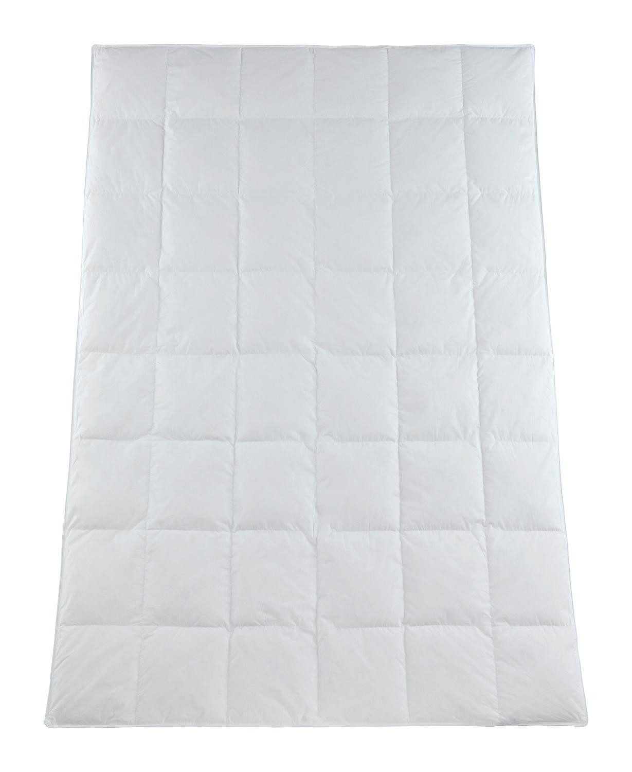 MONDO Baumwollbettdecke ELVY, 135 x 200 cm, Weiß, Karosteppung, Füllung: 90% Daunen, 10% Federn, Bezug: Baumwolle, Satinbiese, 528 g Füllgewicht