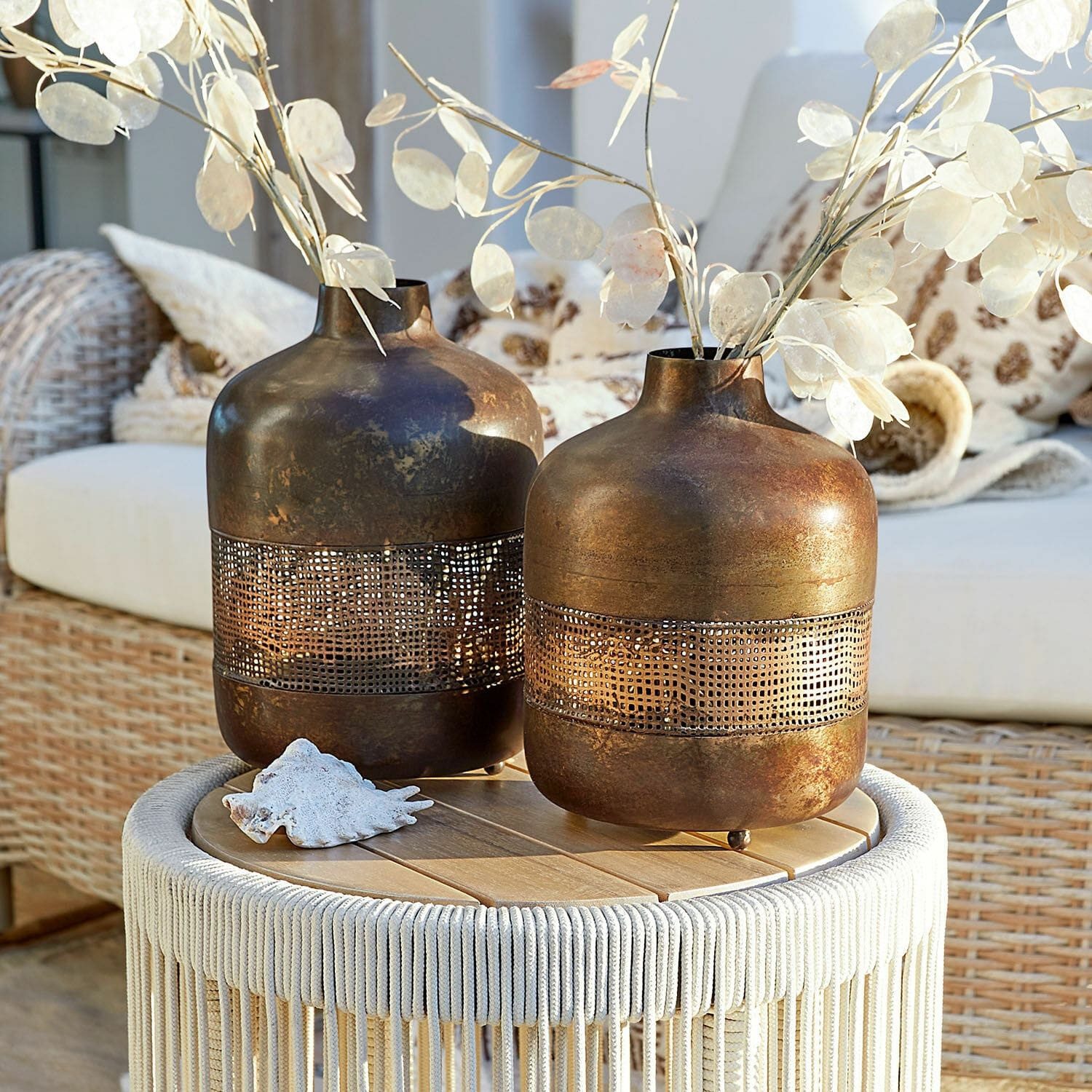 Mirabeau Windlicht Windlicht 2er Set Cinziana antikbraun (2er Set, 2er Set)