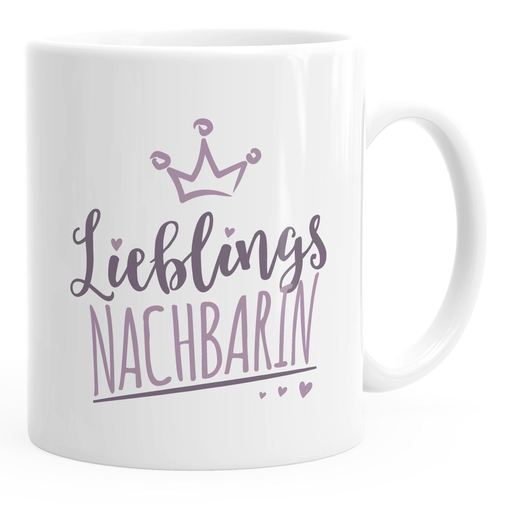MoonWorks Tasse Kaffee-Tasse Schriftzug Lieblings - Kollegin/Nachbarin mit Kronemotiv Geschenk Lieblingsperson Moonworks®, Keramik