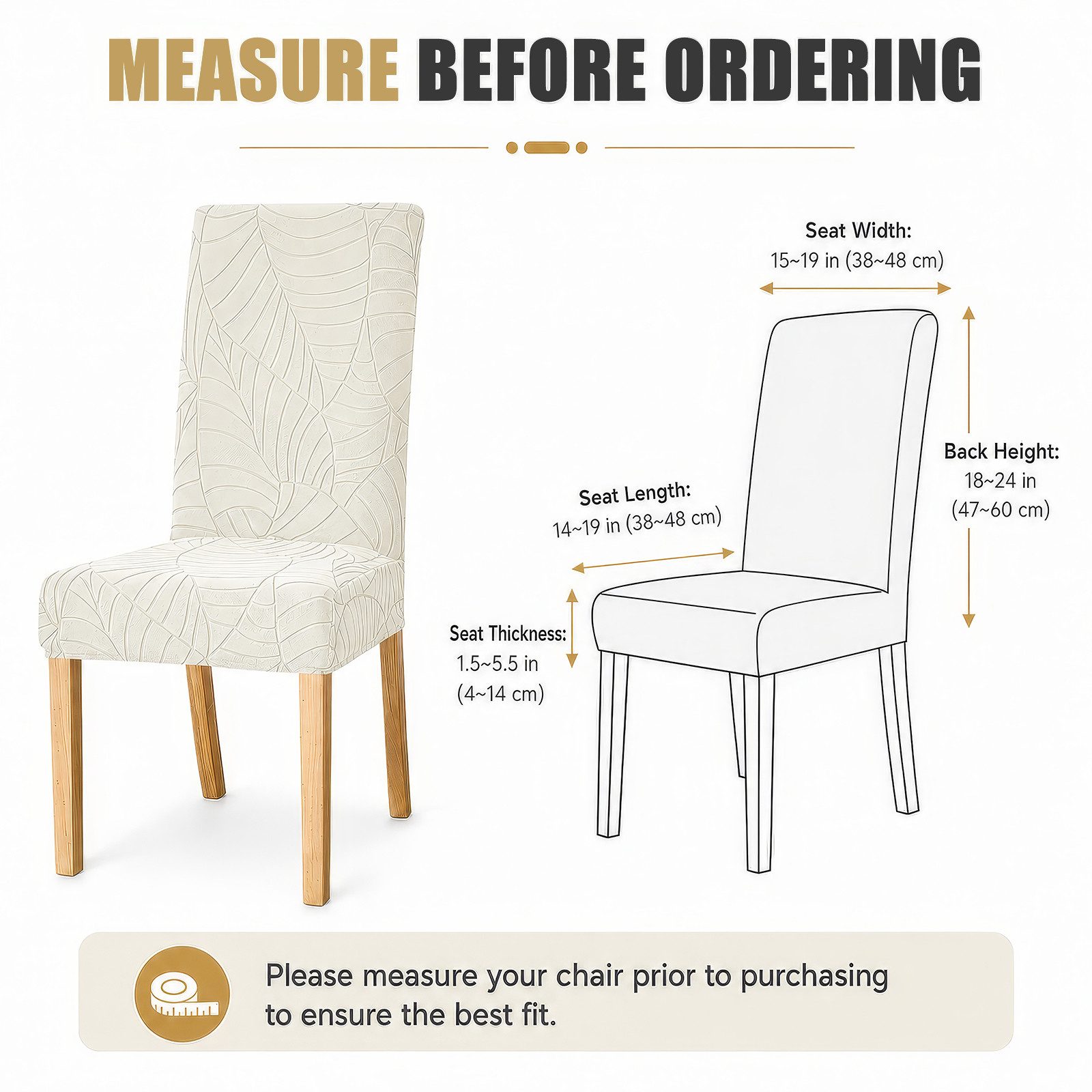 BlingBin Stuhlhusse Stretch Stuhlhussen für Esszimmer, Abnehmbar und Waschbar Stuhlbezüge, Parsons-Stuhlbezüge, Stuhlschutz für Küche, Hotel, Restaurant, Beige