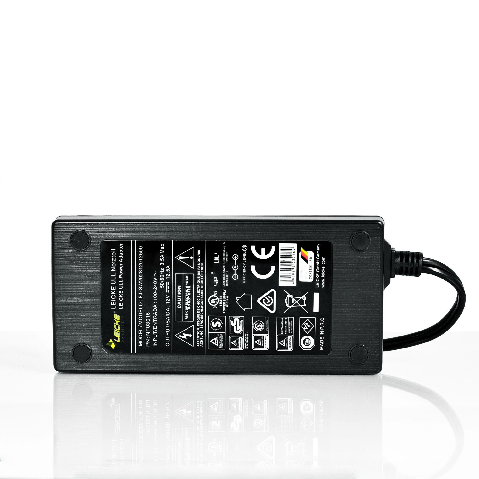 Leicke 150W Netzteil 12V 12.5A 5,5 * 2,5mm, für ITX Pico PSU®, NAS Laufwerke Netzteil (Router,Lichtschläuche,LED-Strips,Router,TFT-Monitore,LED-Beleuchtungen)