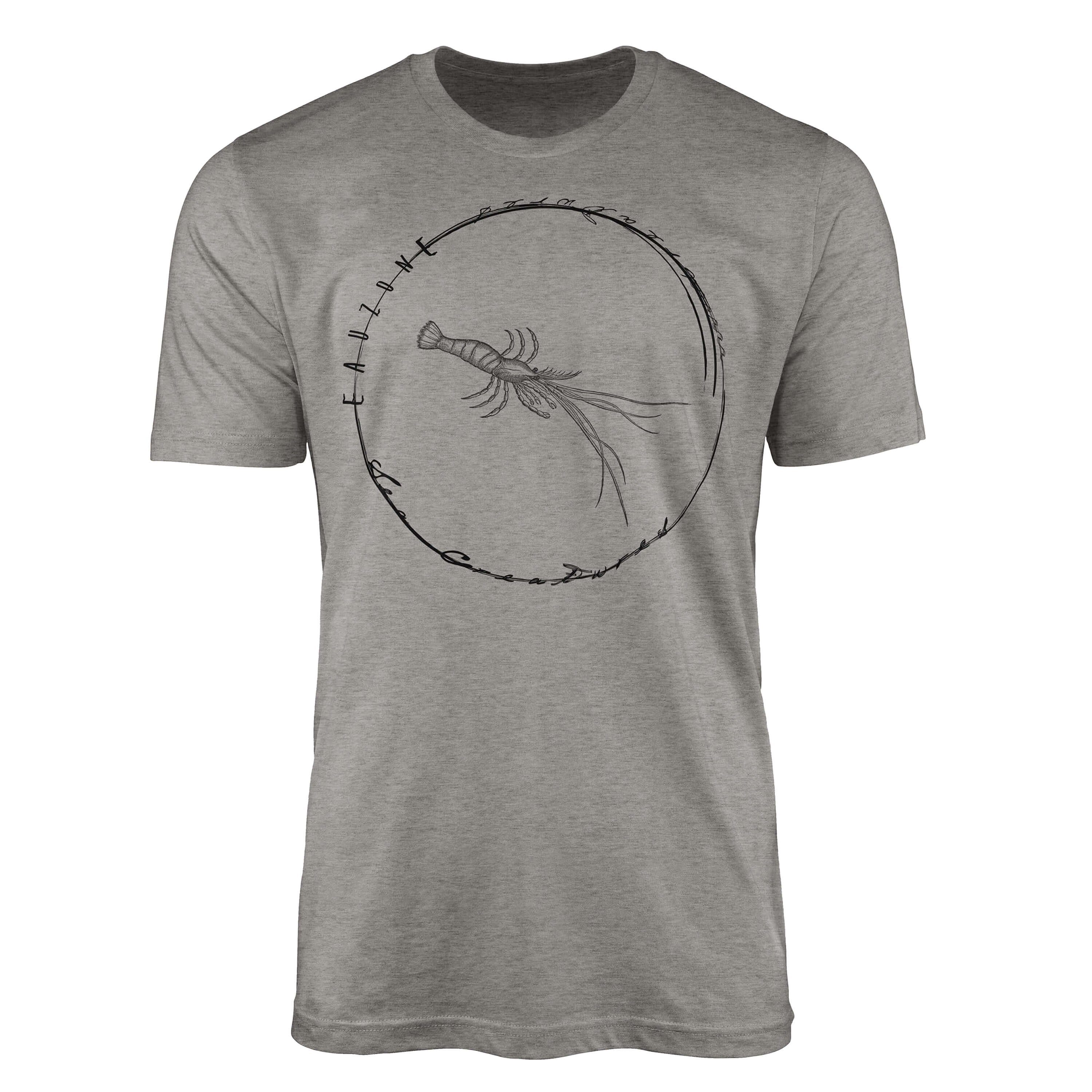 Sinus Art T-Shirt T-Shirt Tiefsee Fische - Serie: Sea Creatures, feine Struktur und sportlicher Schnitt / Sea 012 Ash