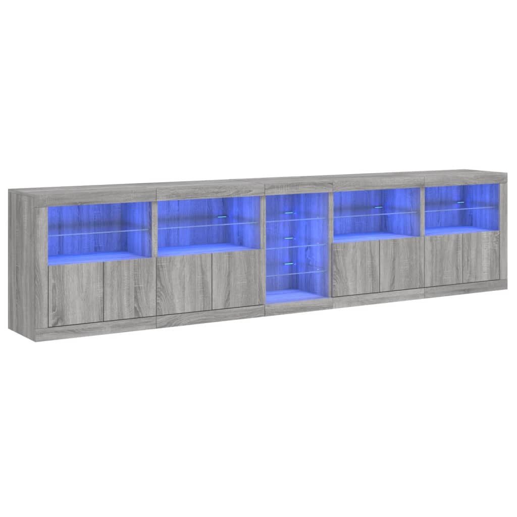 vidaXL Sideboard Sideboard mit LED-Leuchten Grau günstig online kaufen