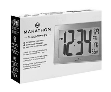 Marathon Funkwanduhr Marathon LCD Atomic Digitale Funkwanduhr Funkuhr Datumsanzeige (extra große Anzeige)