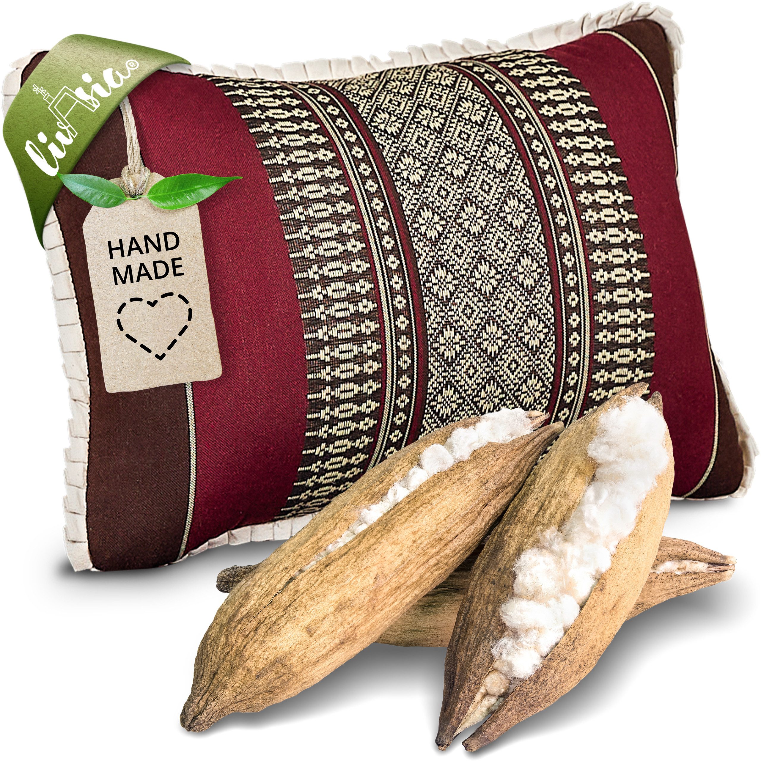 livasia Dekokissen Dekokissen, vegan und handgefertigt, 22x33x13cm, Kapok. Reduzierter Preis € 24,90. Unverbindliche Preisempfehlung € 29,90