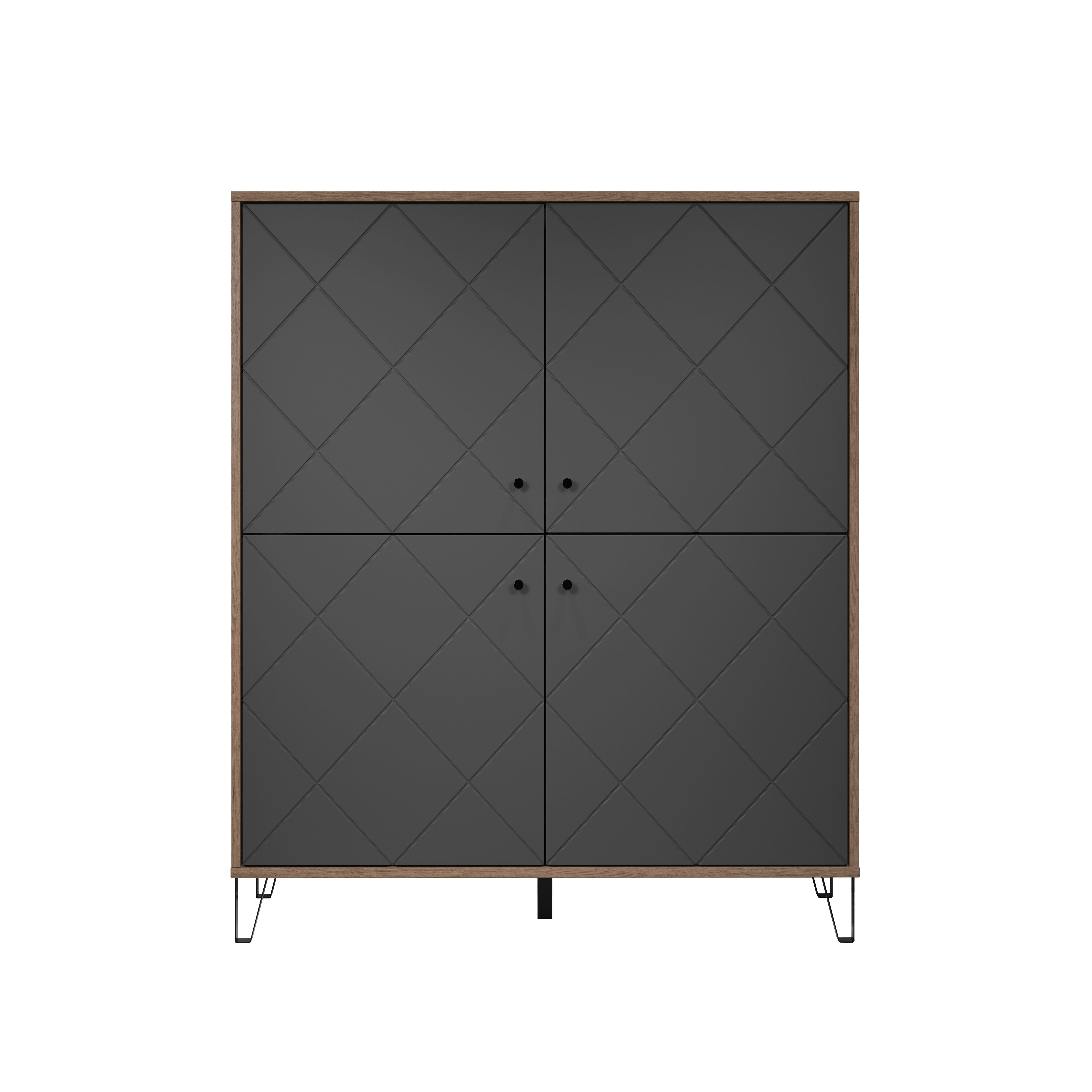 Places St), (1 außergewöhnliches Fronten, Style Highboard Soft-Close strukturierten mit of Molveno Design