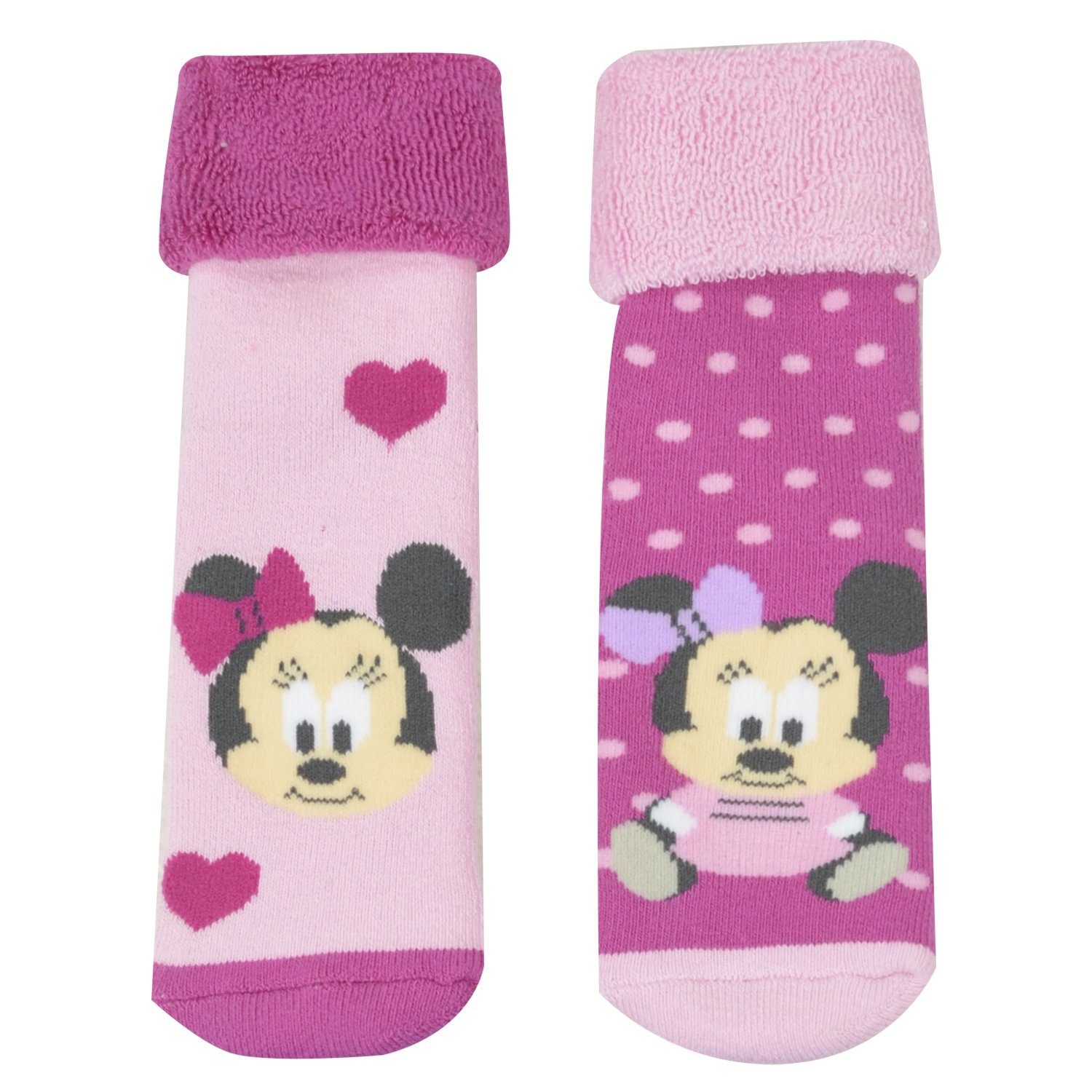 United Labels® Socken Disney Mickey Mouse Socken für Mädchen – Minnie  Unisex ABS antirutsch Baby Babysocken Rosa/Pink (2er Pack)