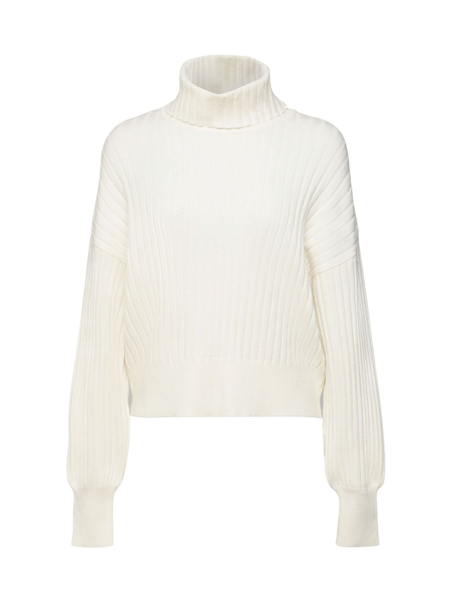 edc by Esprit Rollkragenpullover Gerippter Rollkragenpullover OFF WHITE