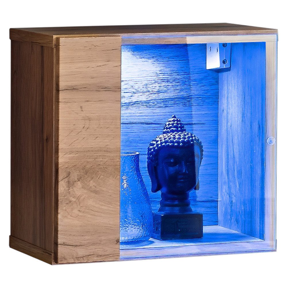 Lomadox Hängevitrine SWANSEA-164 in Eiche, 30 cm breit, inkl. LED-Beleuchtung