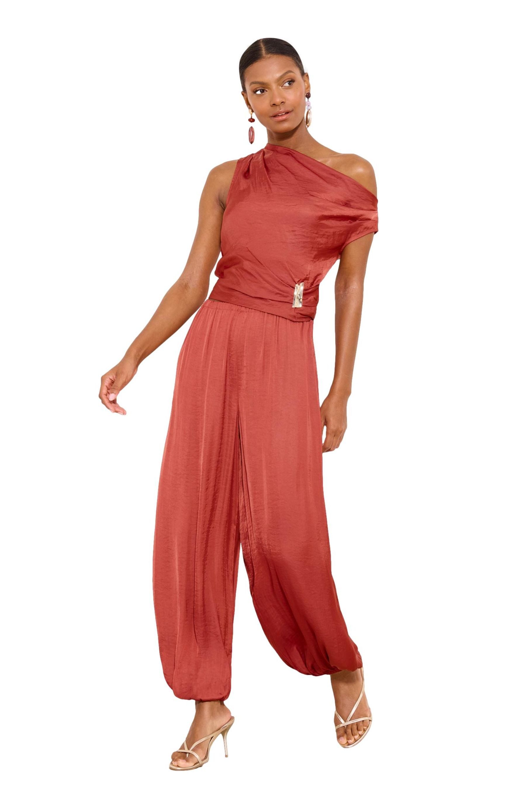 LIPSY Stoffhose Lipsy strukturierte Satinhose im Ballonschnitt (1-tlg)