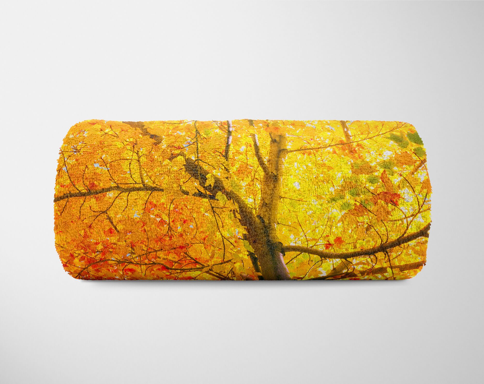 Handtuch Art Strandhandtuch Saunatuch Baumwolle-Polyester-Mix Baum (1-St), Kuscheldecke mit Handtücher Herbstblätter, Handtuch Fotomotiv Sinus