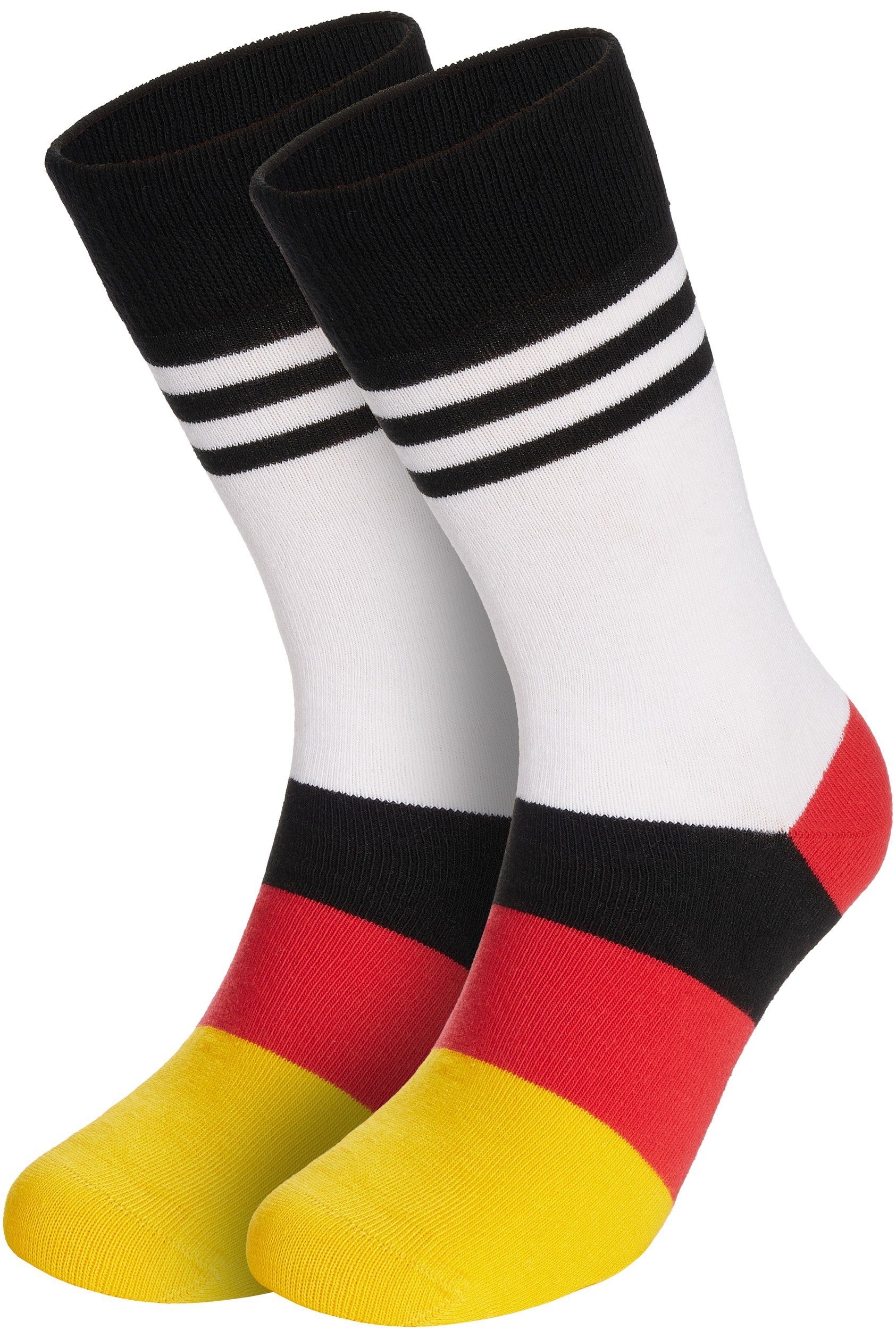 BRUBAKER Socken Herren Fan Socken Deutschland - Deutsche Flagge - Lustiges  Motiv (Set, 1-Paar, Geschenk für Weltmeisterschaft Fußballfans Fußballer)  Deutschlandflagge Crew-Socken für Männer - Weiß