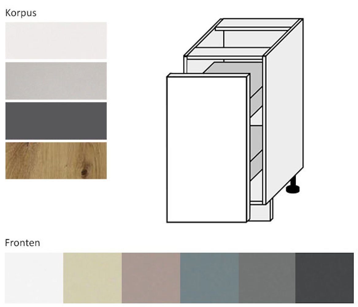 (Kvantum) Feldmann-Wohnen mit Korpusfarbe mint wählbar Schrankauszug und Kvantum matt Front- Unterschrank 40cm