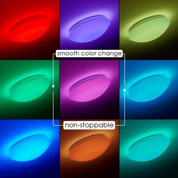 hofstein Deckenleuchte »Osini« runde Deckenlampe mit RGB Farbwechsler und Fernbedienung, 3000 Kelvin, dimmbar, mit Nachtlichtfunktion, 12 Watt, 850 Lumen